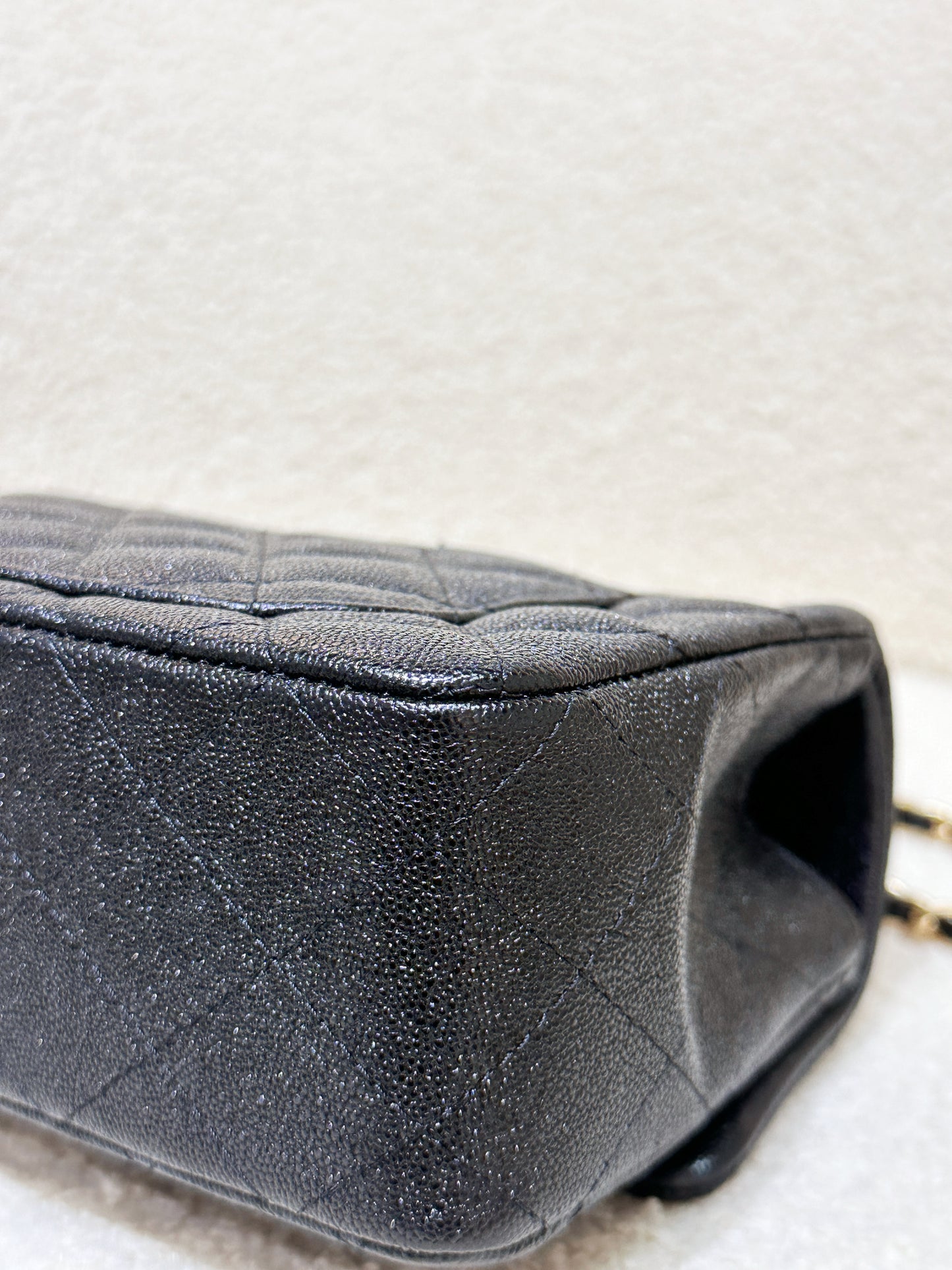 Chanel Mini Rectangular Top Handle Flap Bag Black Caviar GHW 3126 holo card