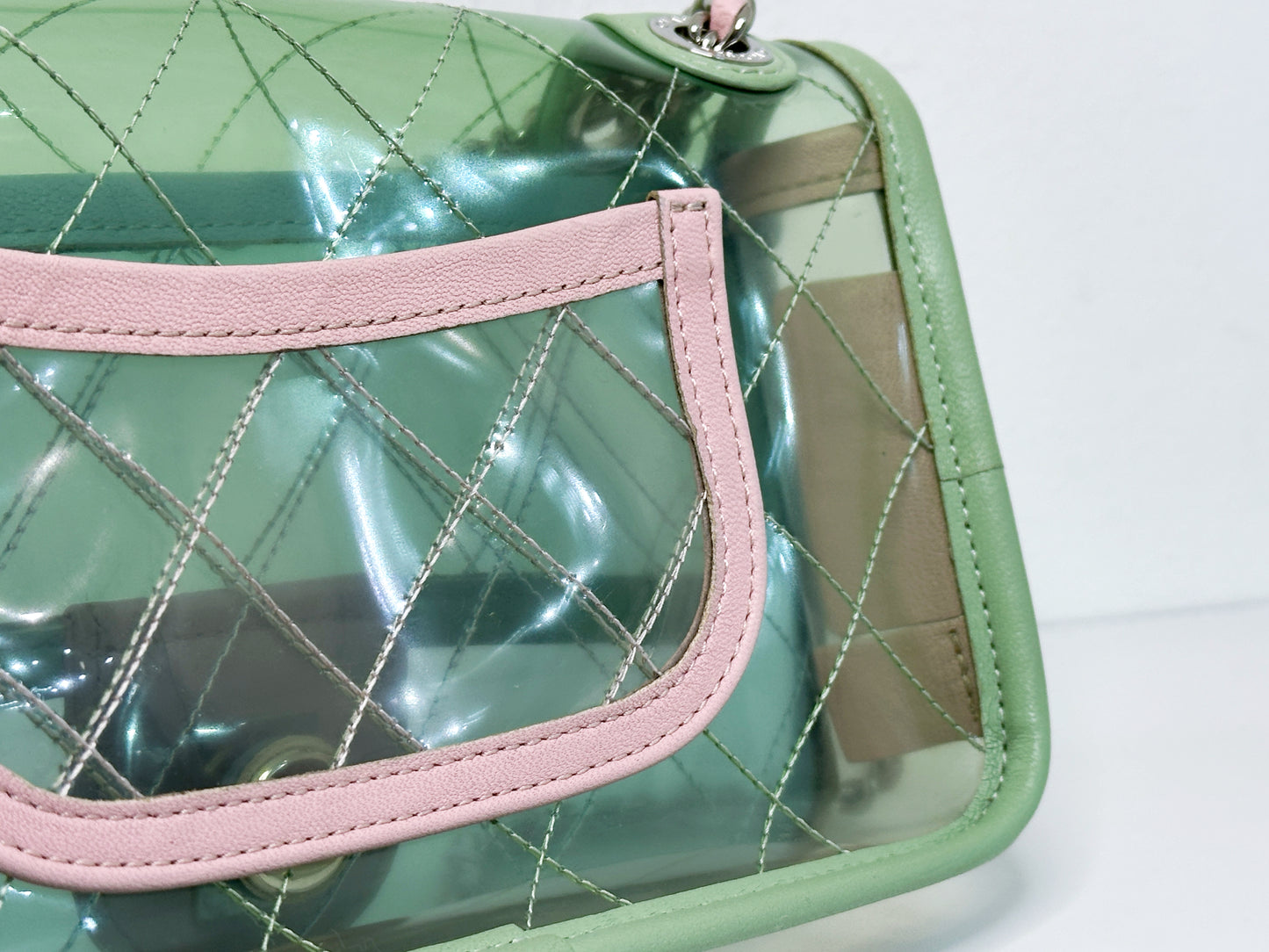 Chanel Coco Splash PVC Mini Flap Bag Green/Blue/Pink 25499 holo