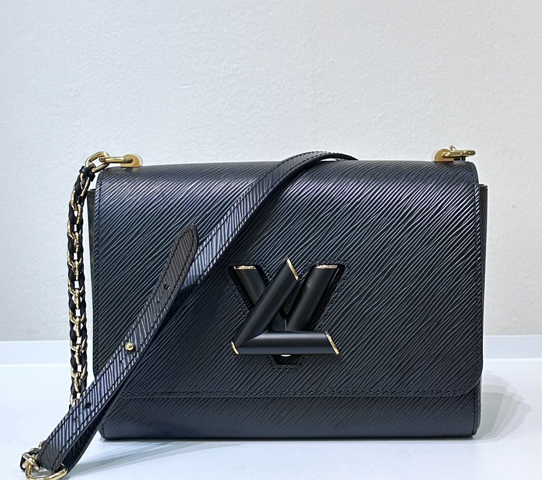 LOUIS VUITTON Epi Twist Braided Strap Shoulder Bag MM Black