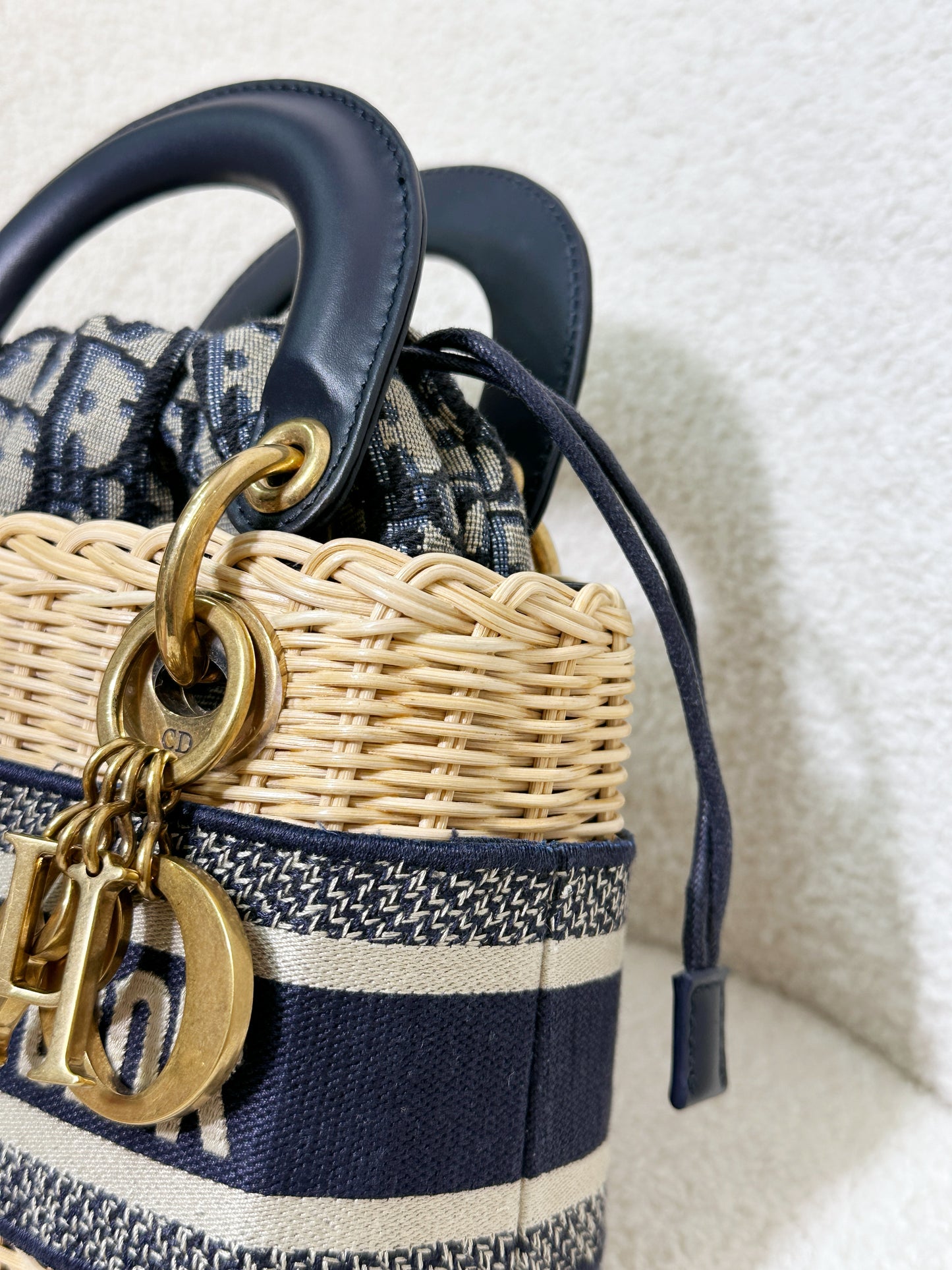 Christian Dior Bicolor Wicker Jacquard Mini Lady Dior Bag