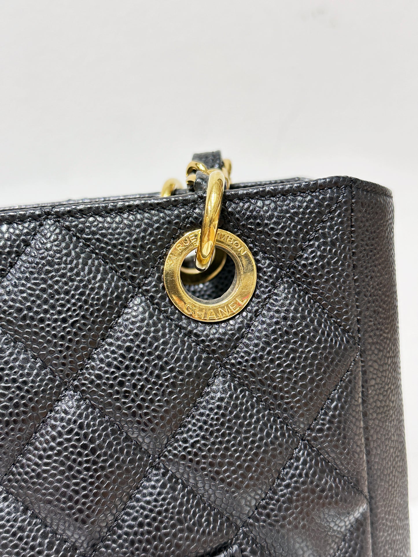 Chanel Caviar Quilted Petit Shopping Tote PST Black GHW 1602 holo card