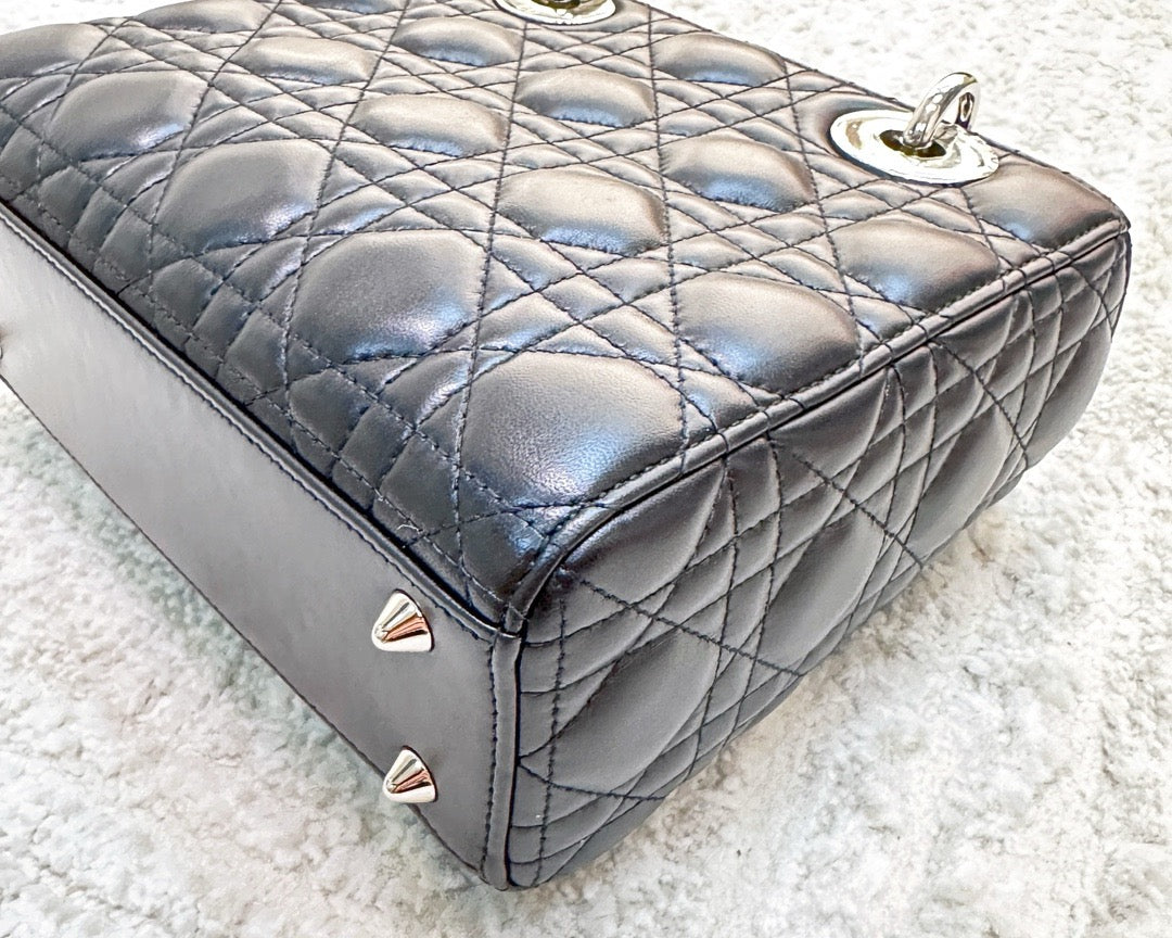 CHRISTIAN DIOR Lambskin Cannage Small My ABCDior Lady Dior Black SHW