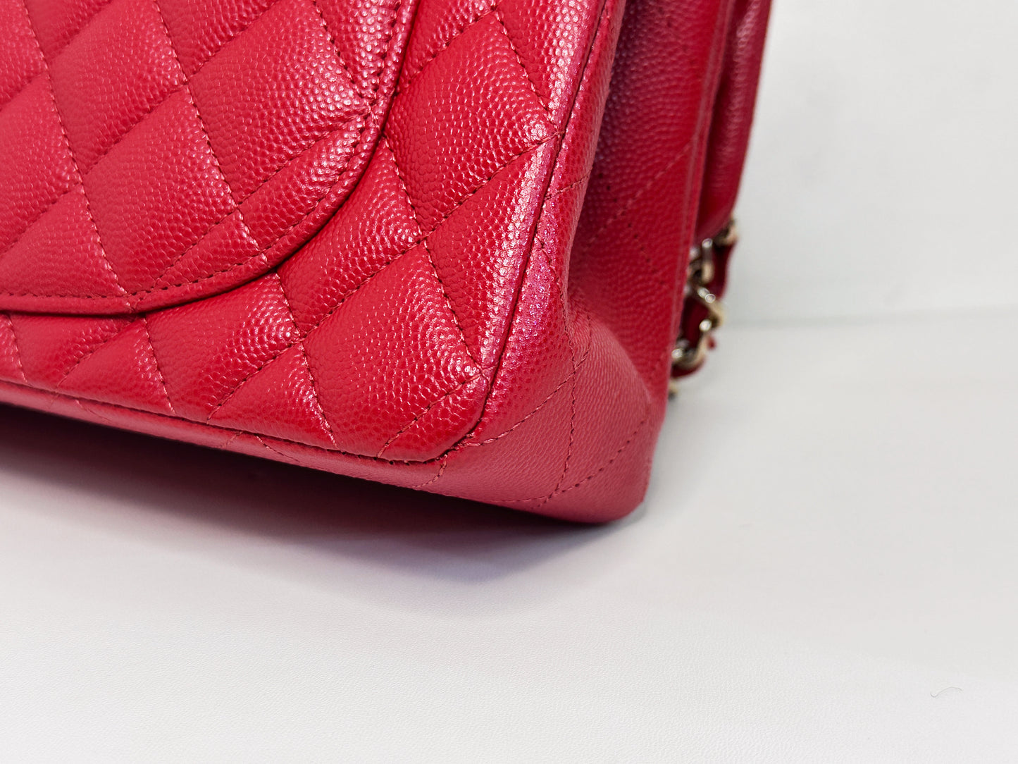 Chanel 19B Small Quilted Caviar Classic Double Flap Bag Red 2851 holo card