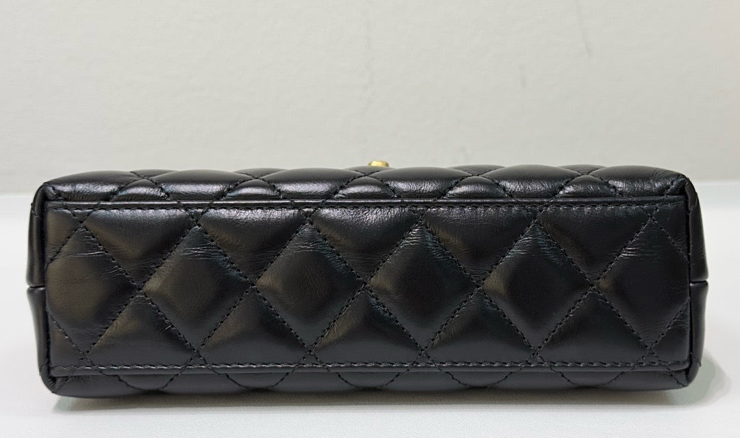 Chanel Lambskin Kelly Shopping Bag Black GHW 19cm