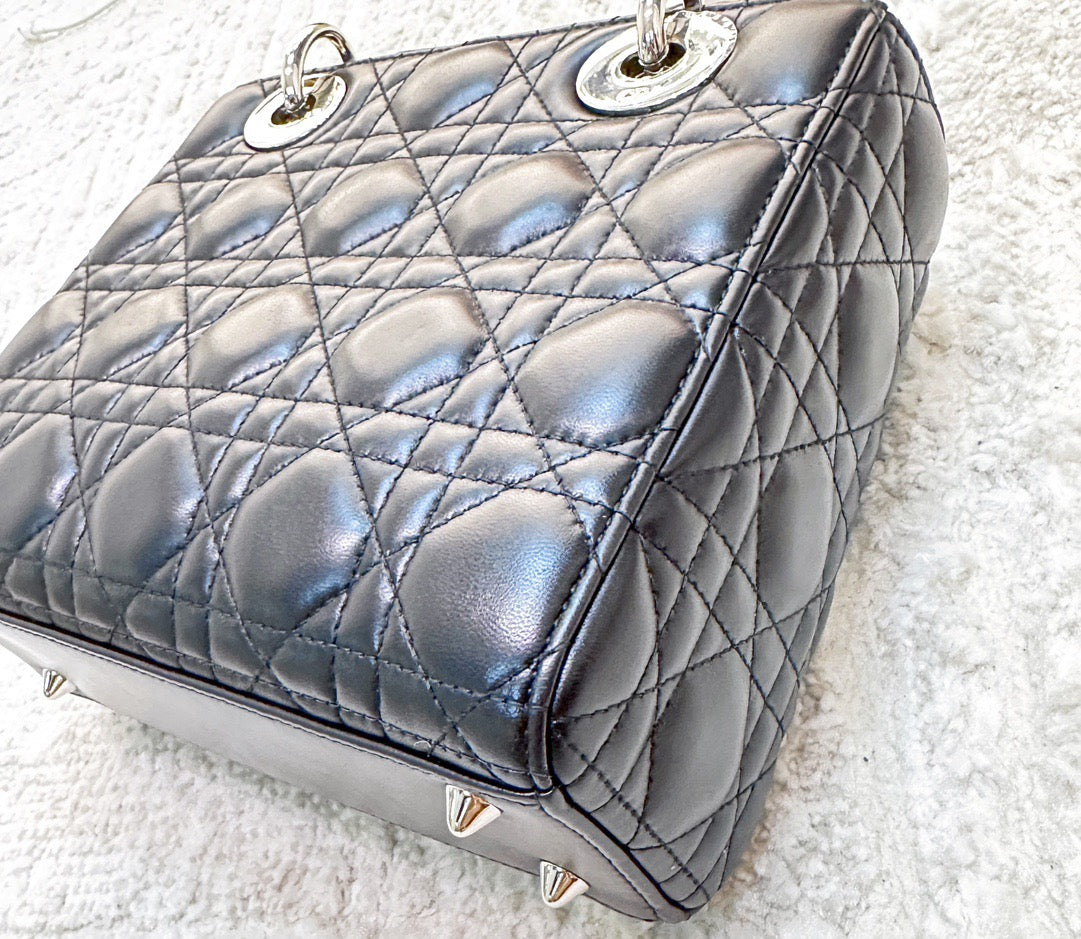 CHRISTIAN DIOR Lambskin Cannage Small My ABCDior Lady Dior Black SHW