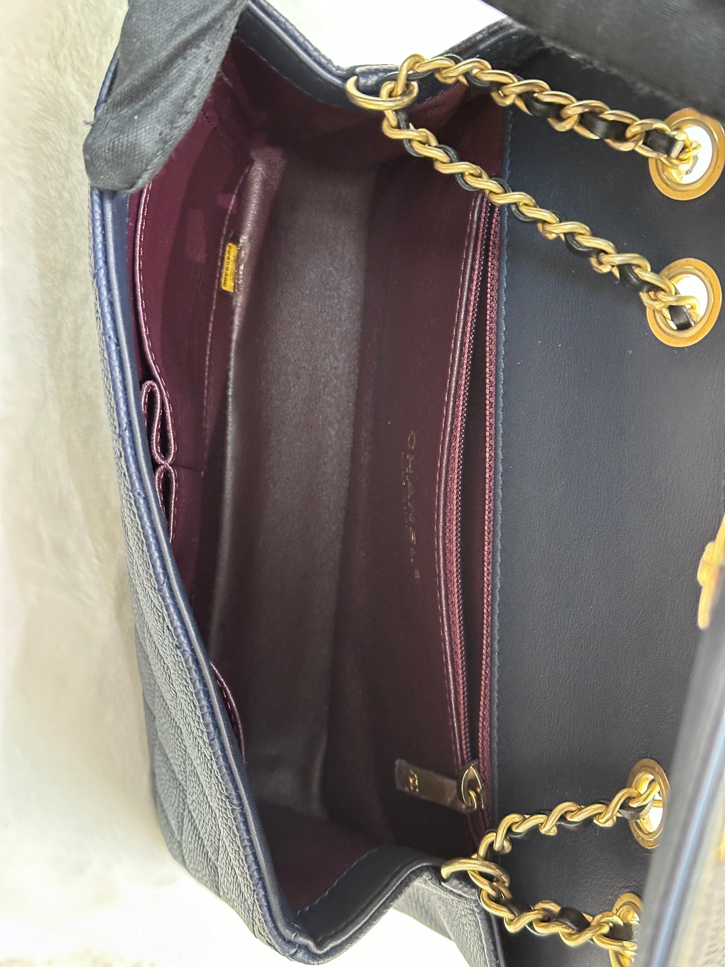 Chanel Caviar Quilted Small CC Filigree Flap Navy Black