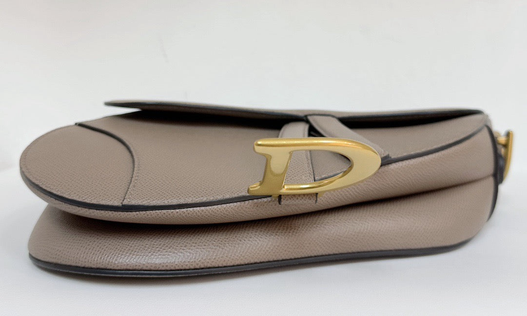 Christian Dior Saddle Bag With Strap Warm Taupe Grained Calfskin 2023 year
