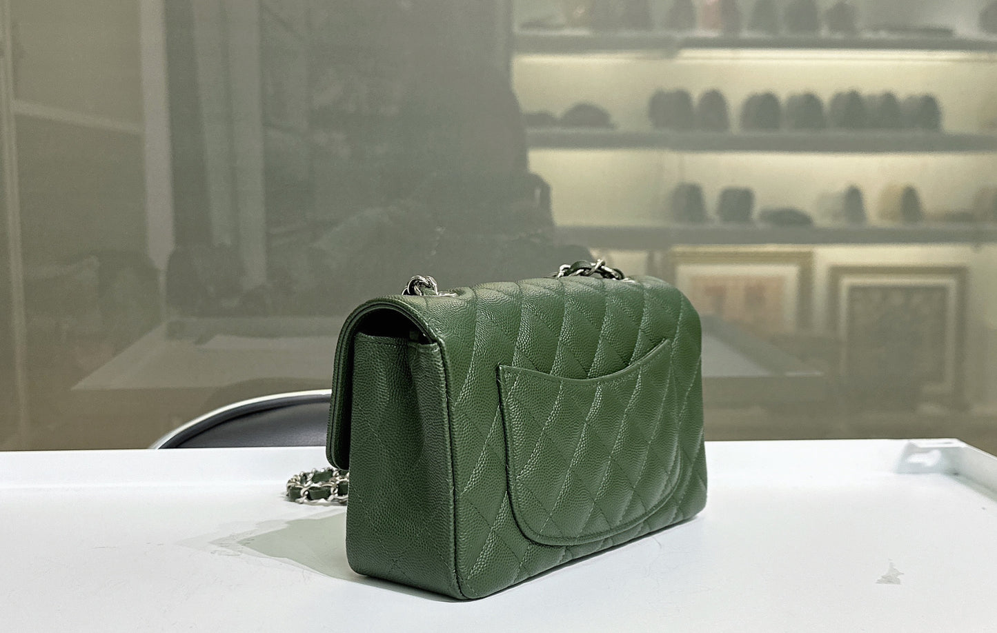Chanel Mini Rectangular Classic Flap Bag Green