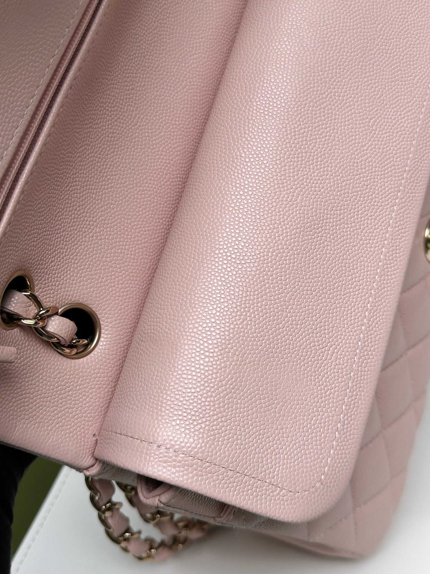 Chanel Medium Caviar Quilted Double Flap Light Pink 21COutside
