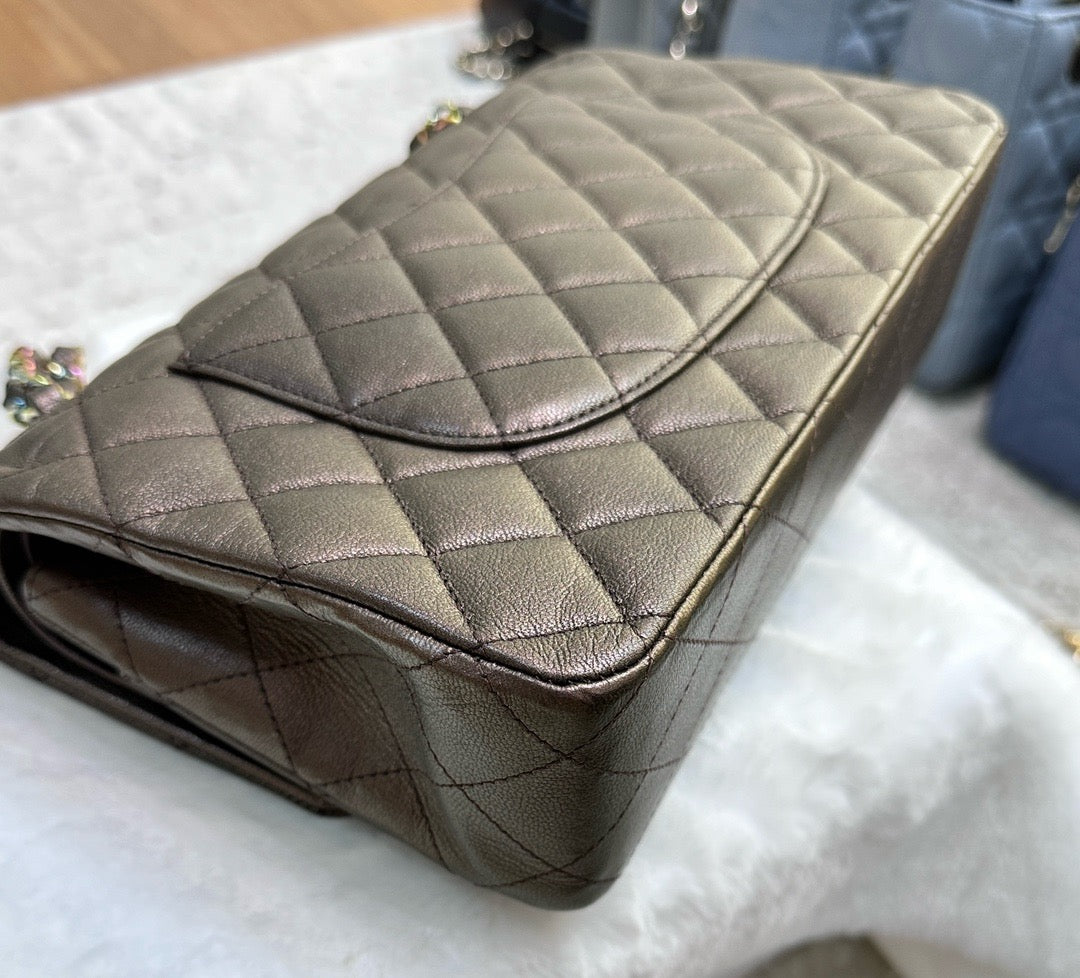 CHANEL Classic Bronze Double Flap Iridescent Hardware