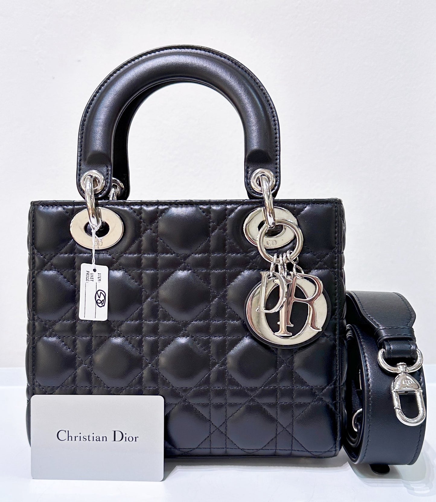 CHRISTIAN DIOR Lambskin Cannage Small My ABCDior Lady Dior Black SHW