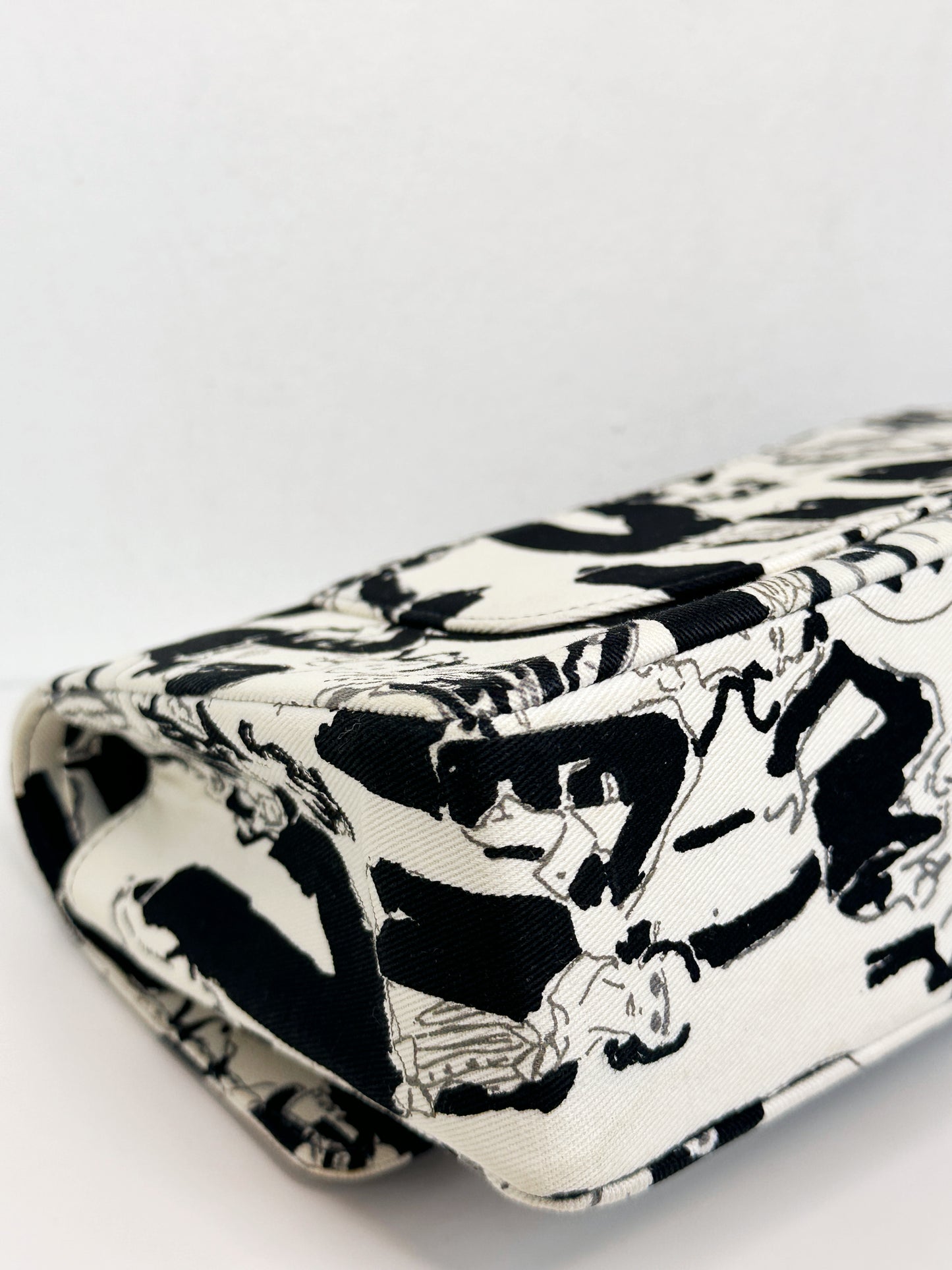 Chanel Canvas Coco Icons Medium Double Flap Bag Black White 827 holo card