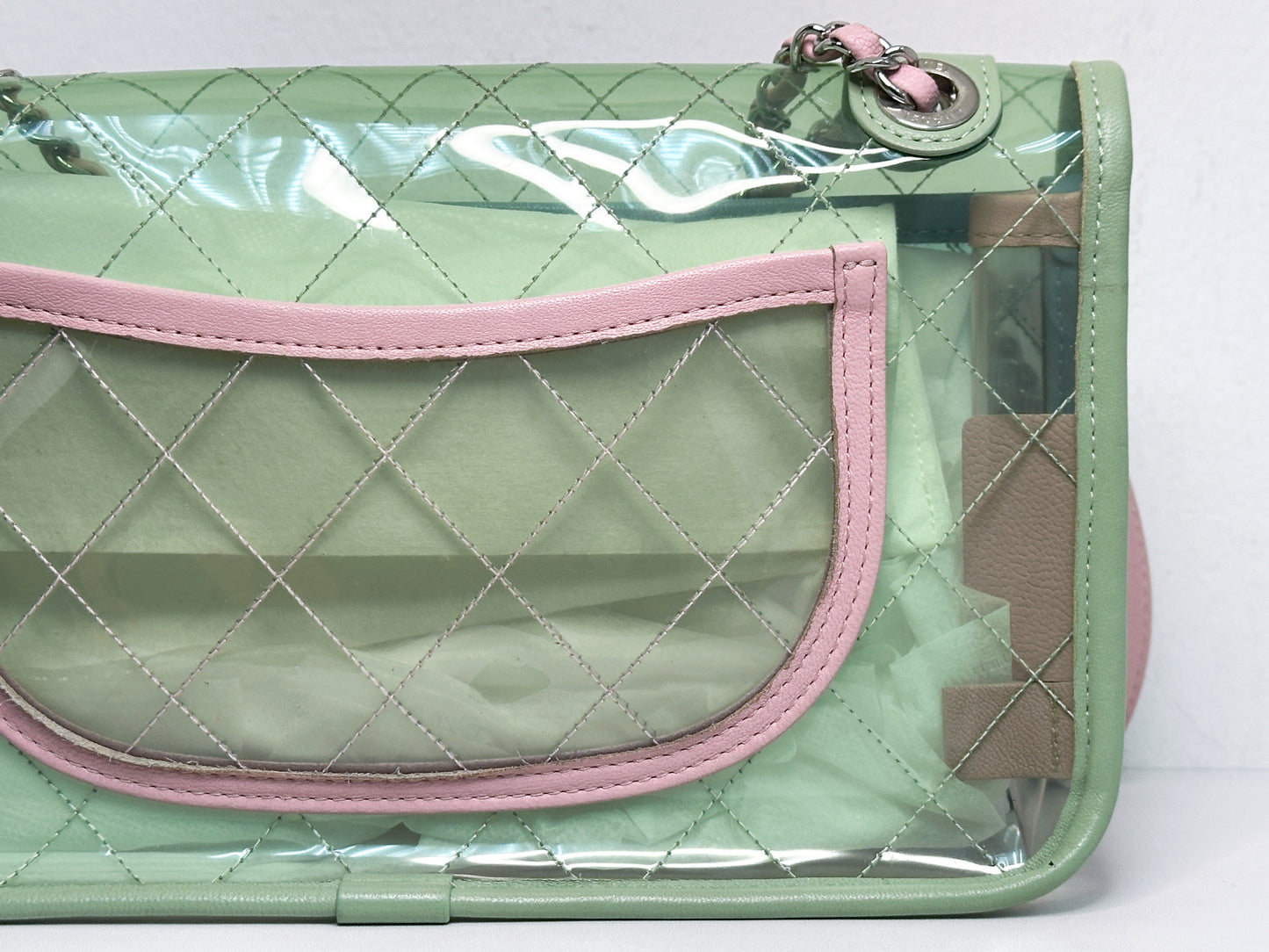 Chanel Coco Splash PVC Medium Flap Bag Green/Blue/Pink 254975 holo