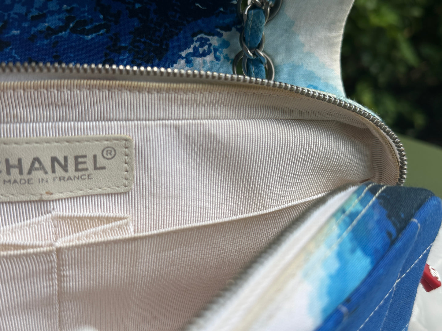 Chanel Canvas Square Quilted Surf Flap Multicolor 75 holo card