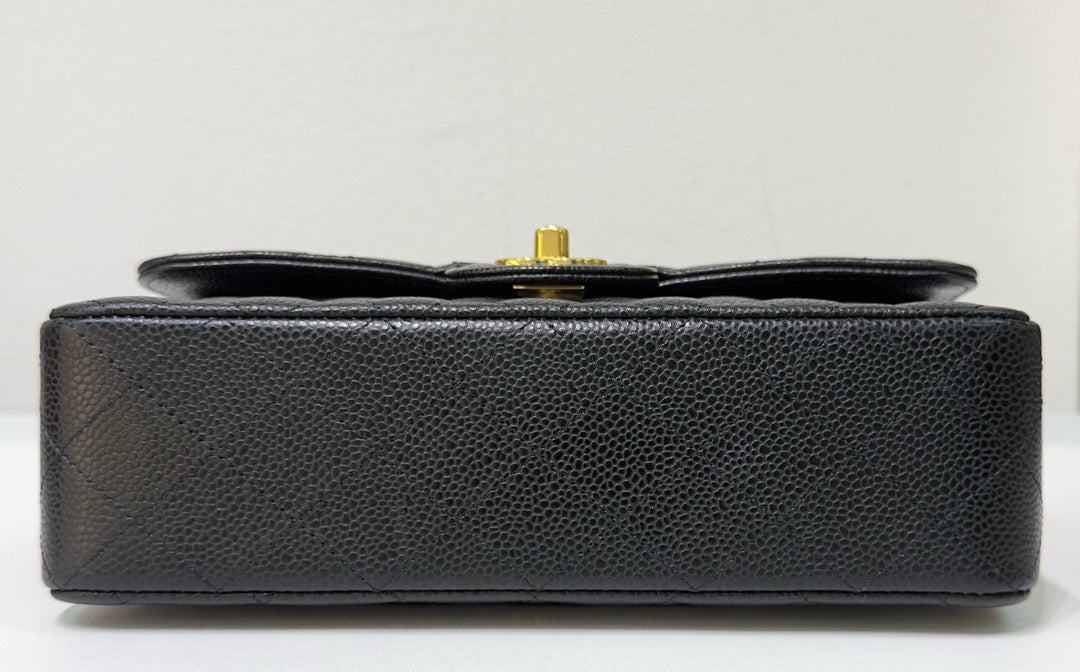 Chanel Small Classic Quilted Caviar Double Flap Bag Black 2022 year