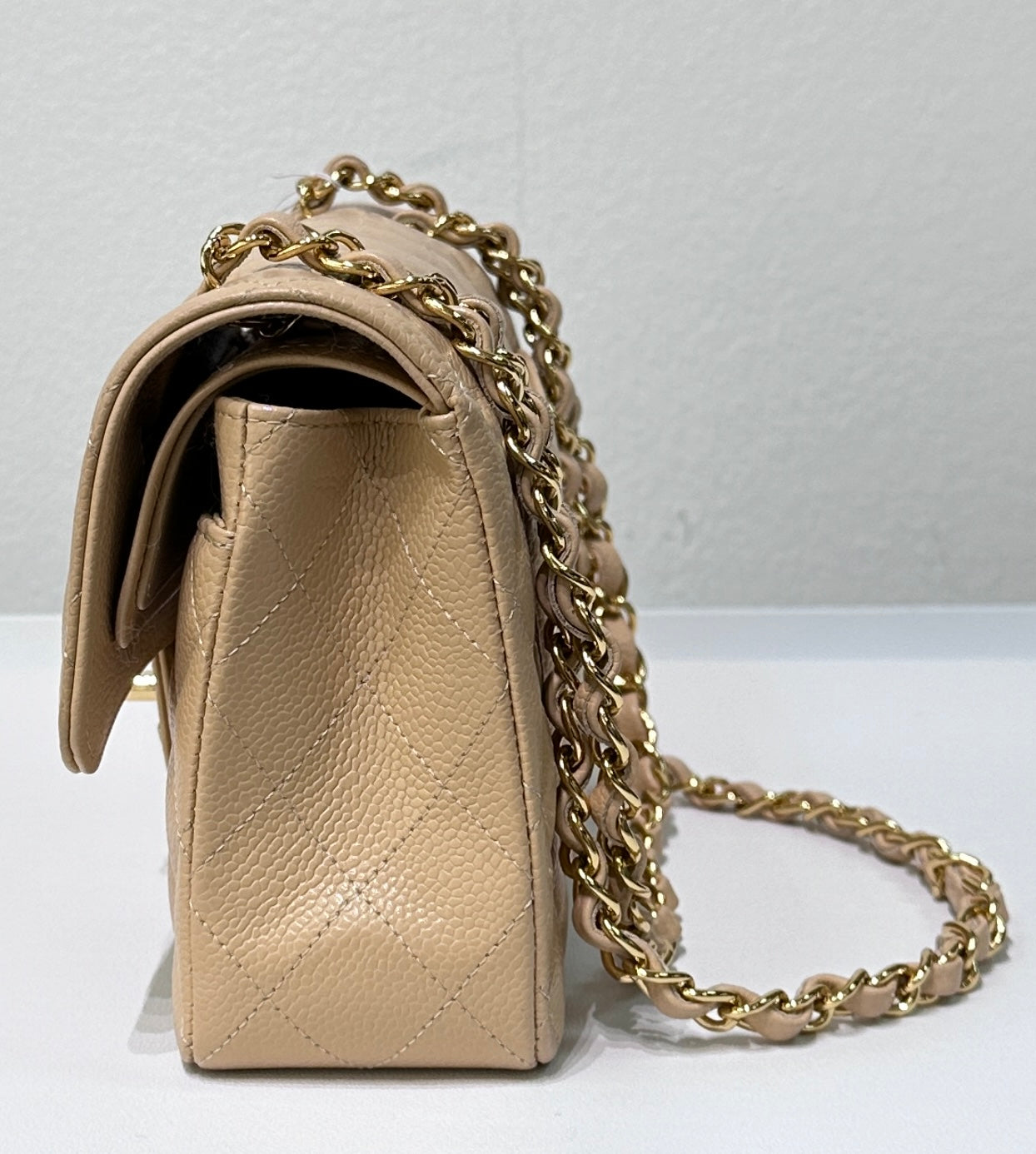 Chanel Classic Small Beige Caviar GHW
