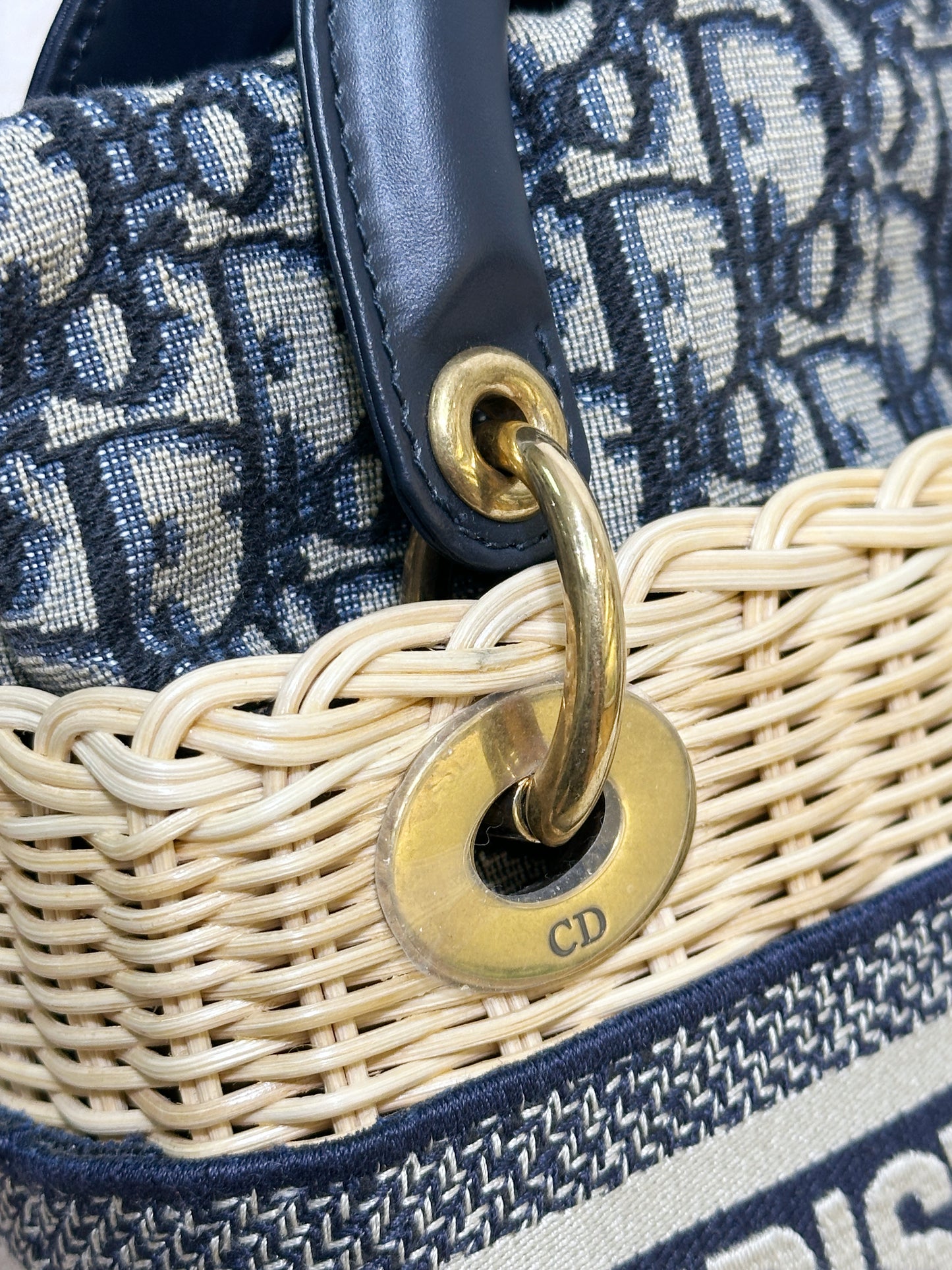 Christian Dior Bicolor Wicker Jacquard Mini Lady Dior Bag