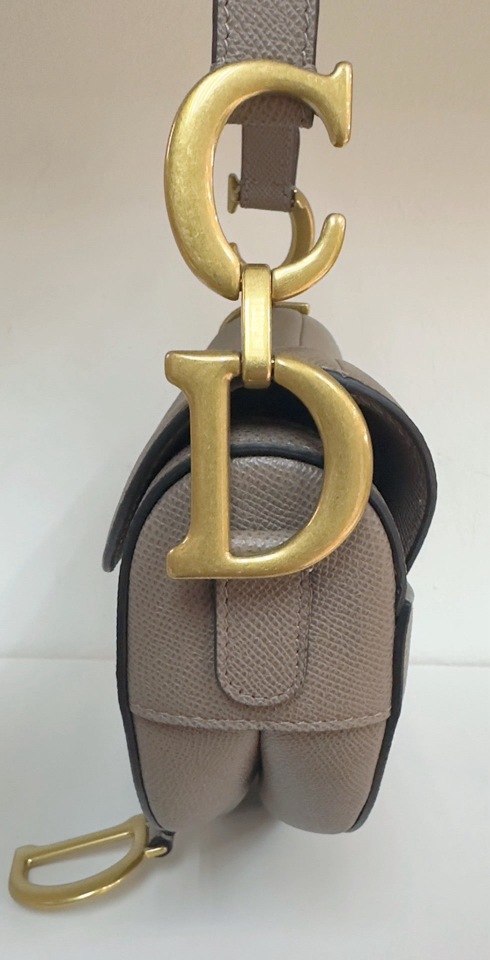 Christian Dior Saddle Bag With Strap Warm Taupe Grained Calfskin 2023 year