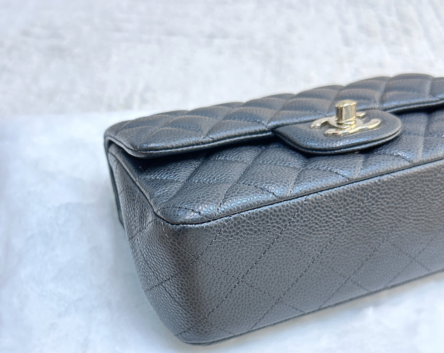 Chanel Classic Mini Rectangular 18S Dark Gray/Grey Quilted Caviar LGHW