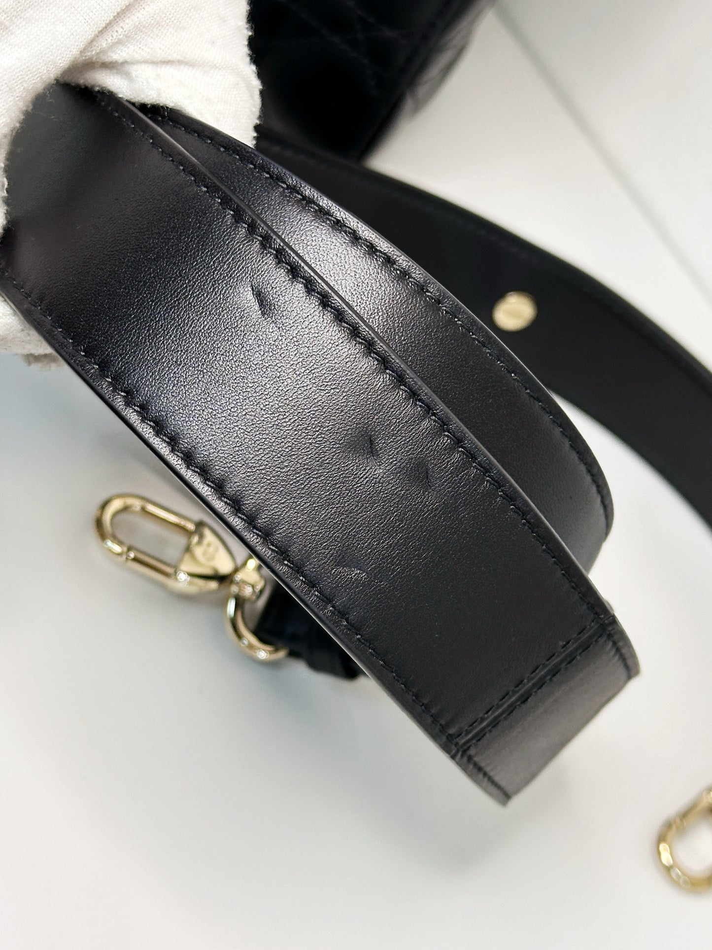 Christian Dior Small Cannage Lambskin My Lady Dior ABC Bag Black GHW