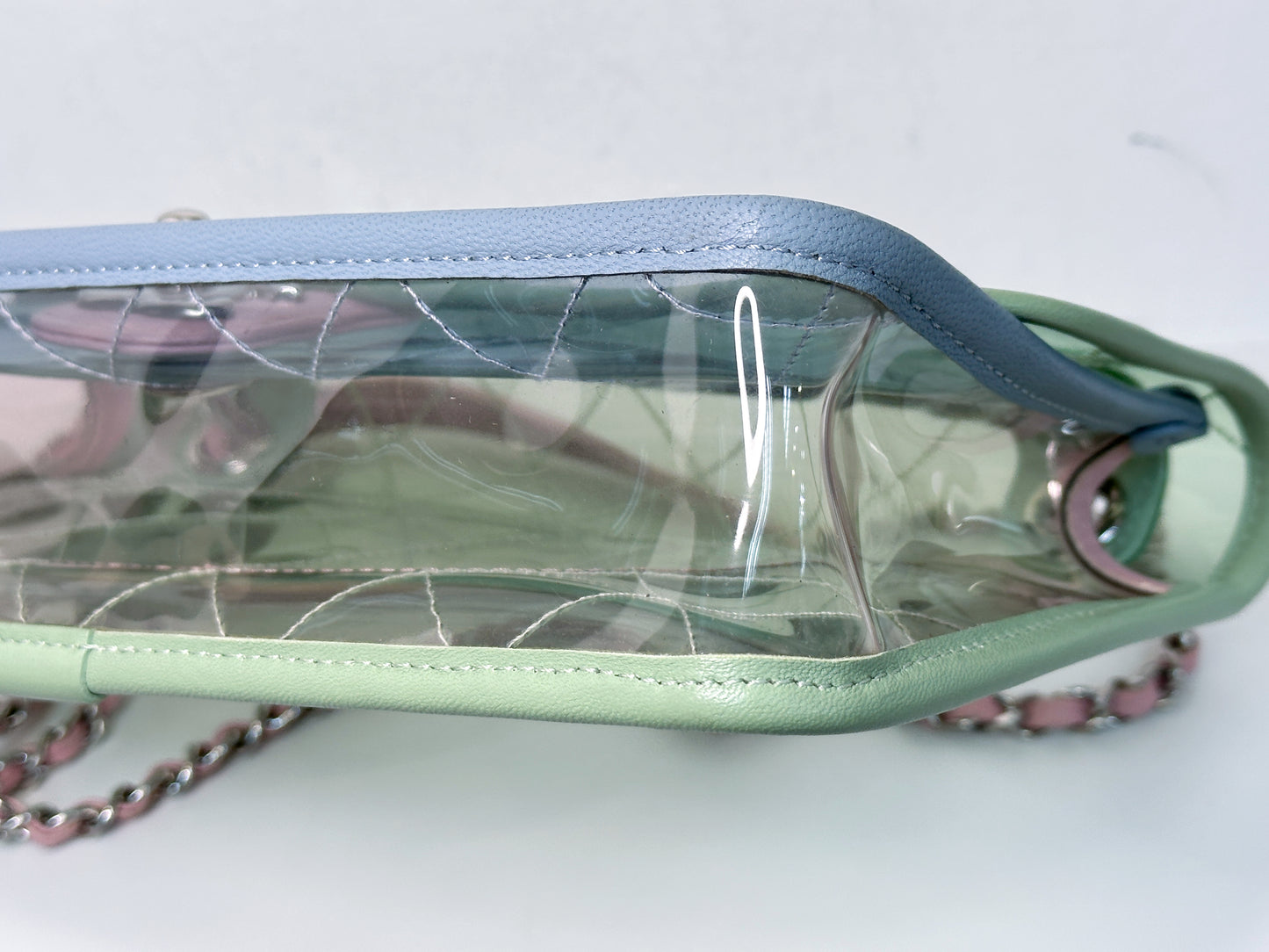 Chanel Coco Splash PVC Medium Flap Bag Green/Blue/Pink 2549 holo card