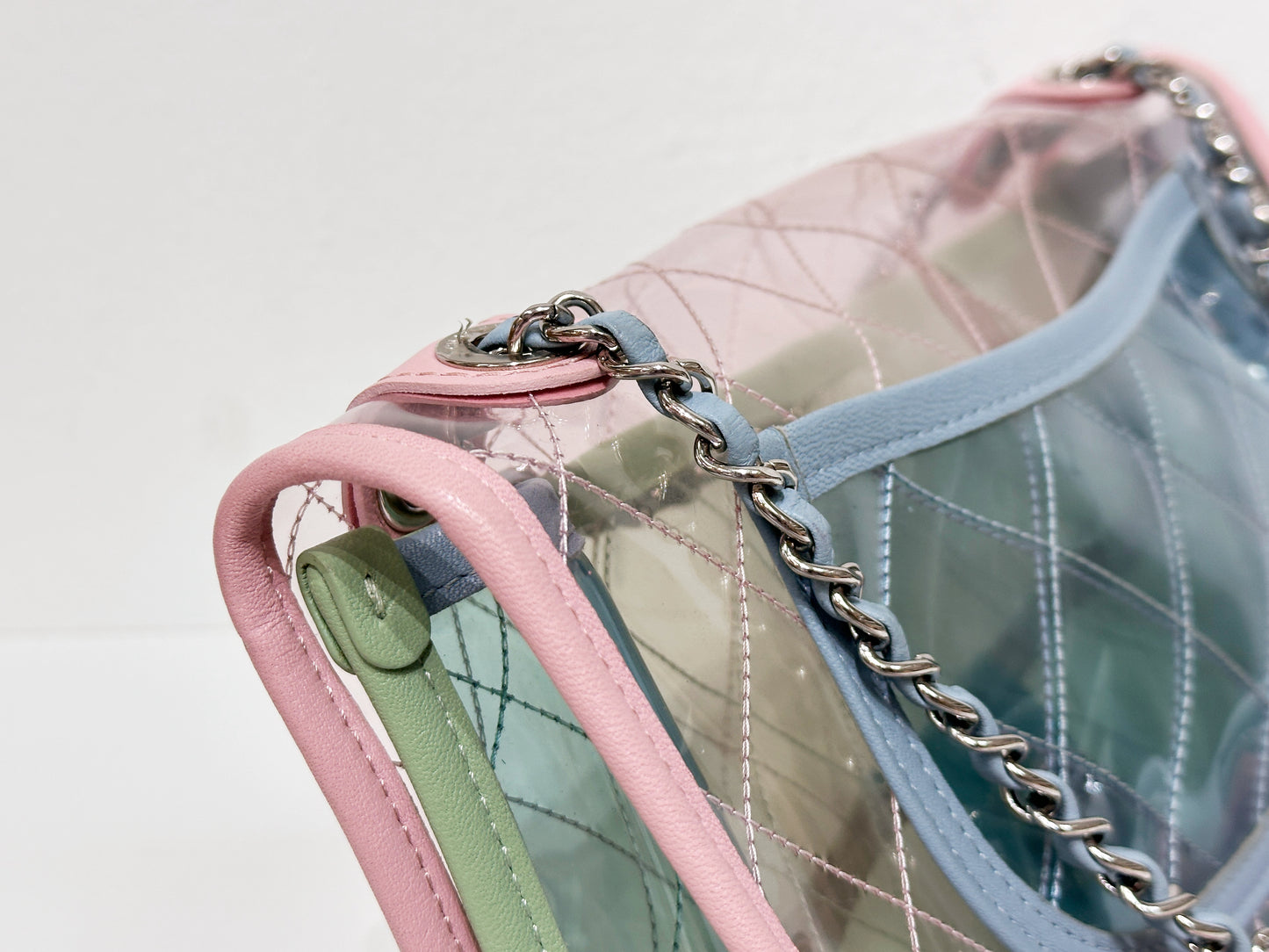 Chanel Coco Splash PVC Medium Flap Bag Pink/Green/Blue 25499 holo