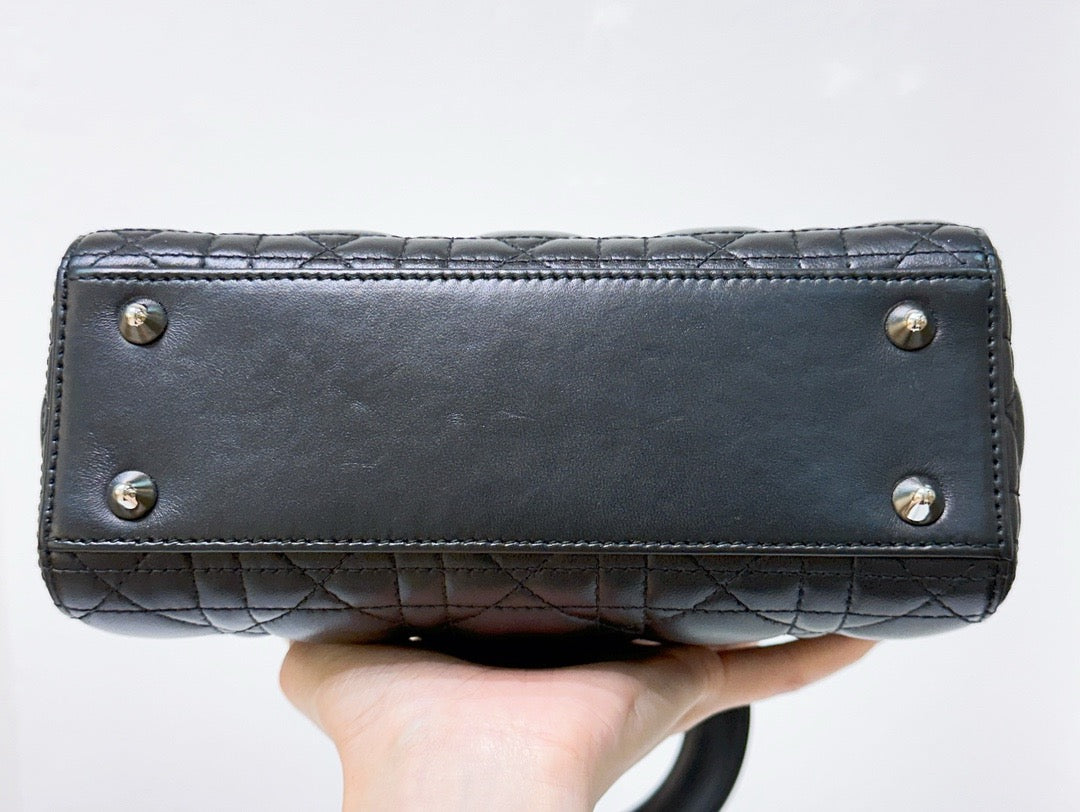 CHRISTIAN DIOR Lambskin Cannage Small My ABCDior Lady Dior Black SHW