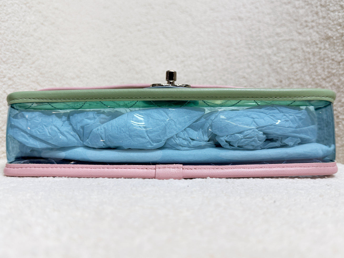 Chanel Coco Splash PVC Medium Flap Bag Pink/Green/Blue 254 holo card