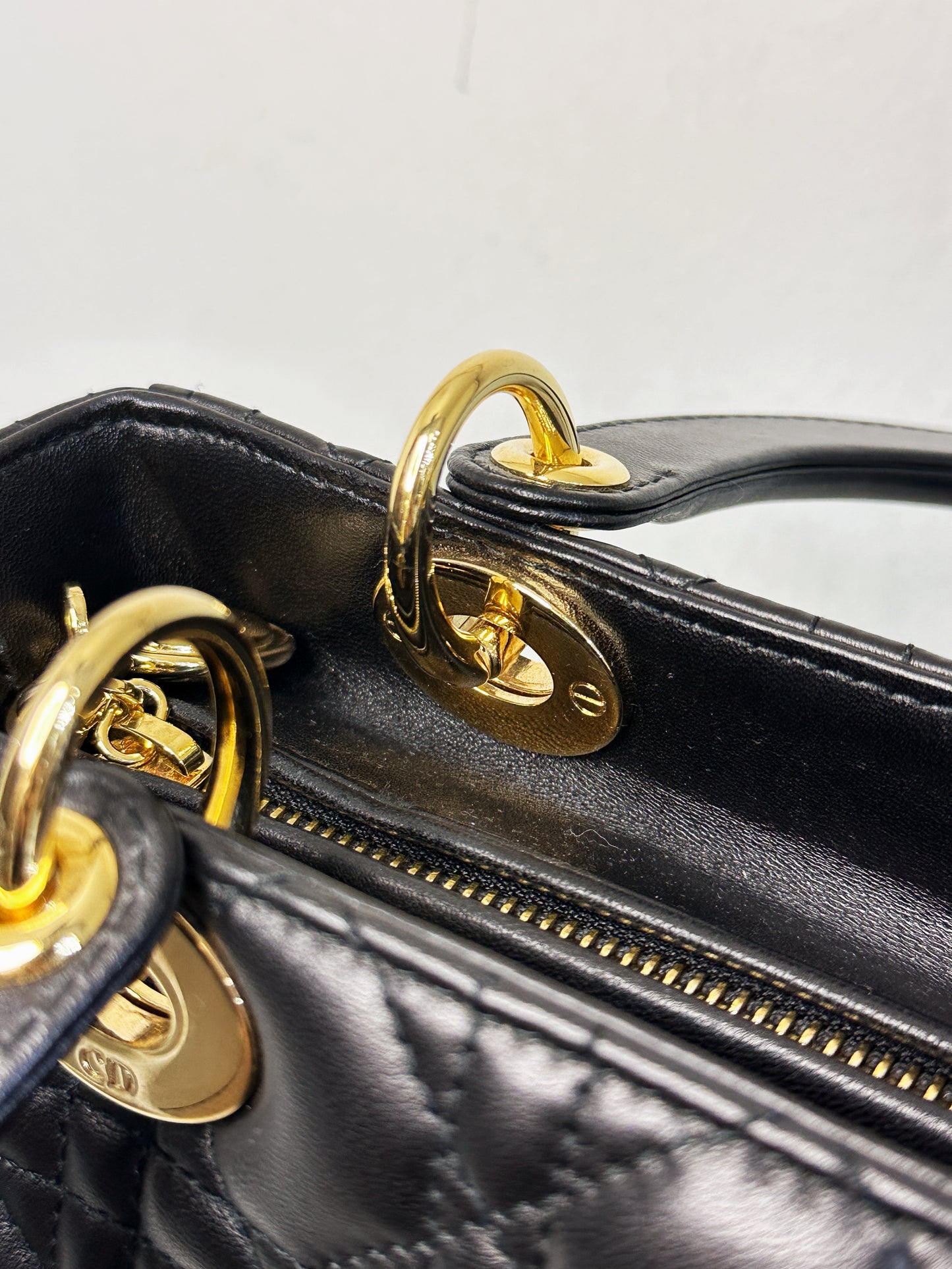 Christian Dior Medium Cannage Lambskin Lady Dior Bag Black GHW