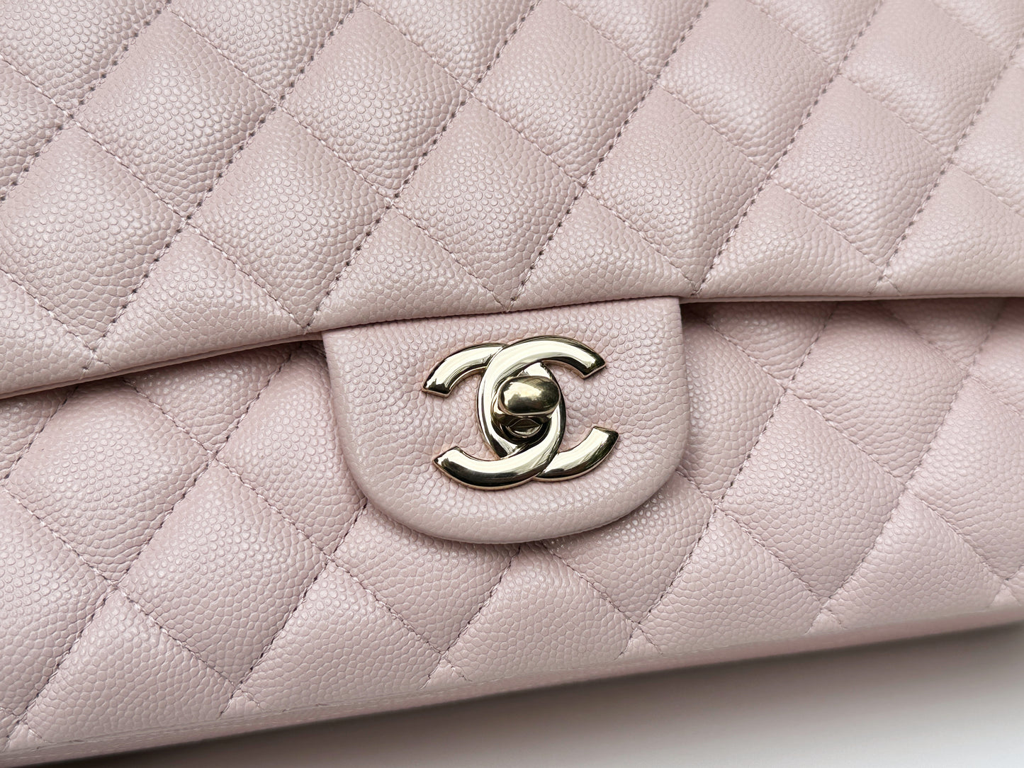 Chanel Medium Caviar Quilted Double Flap Light Pink 21COutside