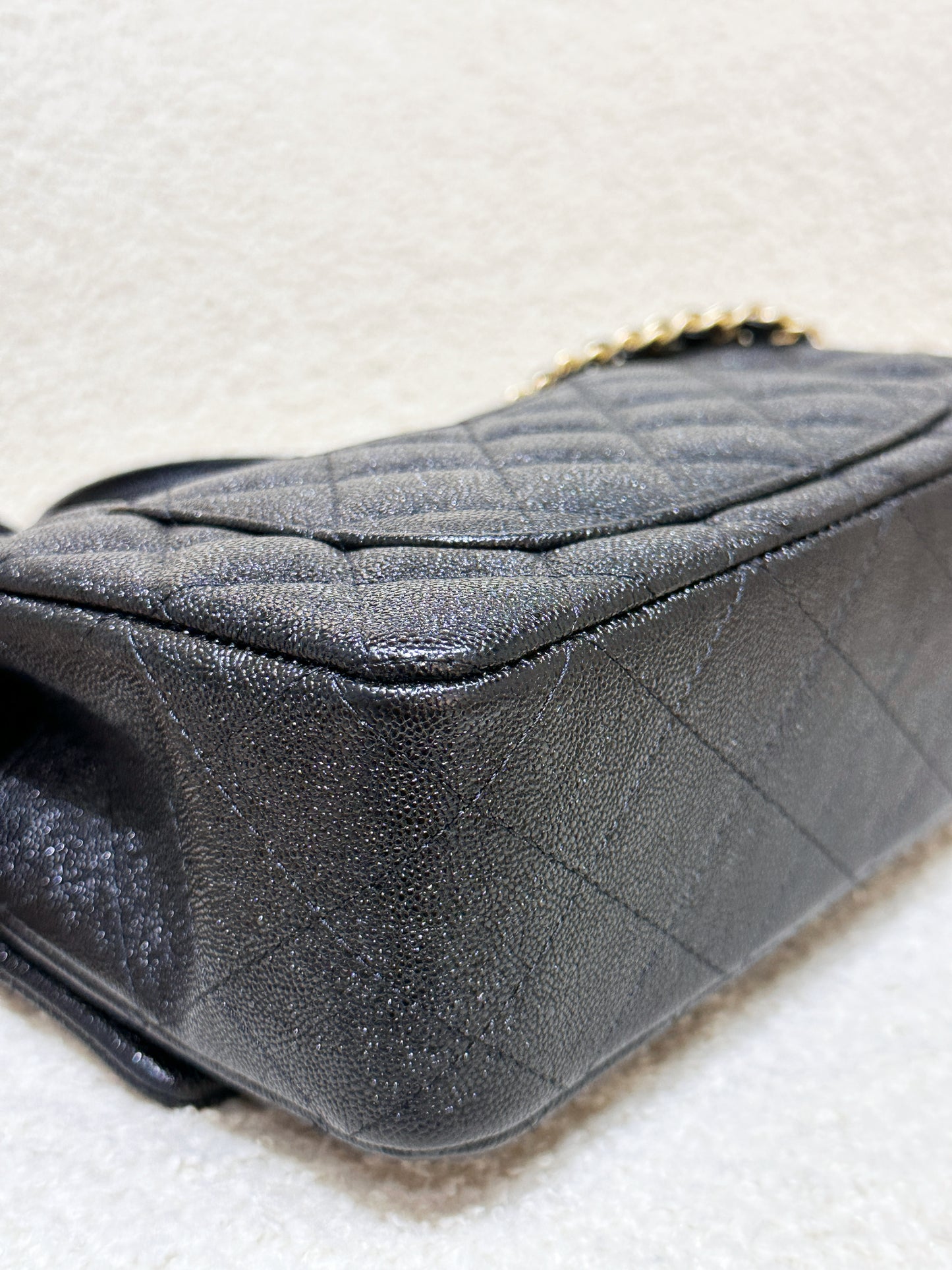 Chanel Mini Rectangular Top Handle Flap Bag Black Caviar GHW 3126 holo card