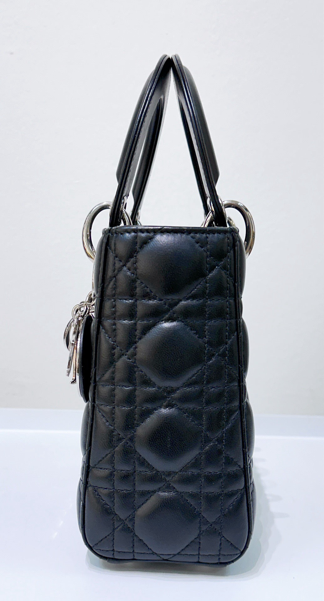 CHRISTIAN DIOR Lambskin Cannage Small My ABCDior Lady Dior Black SHW