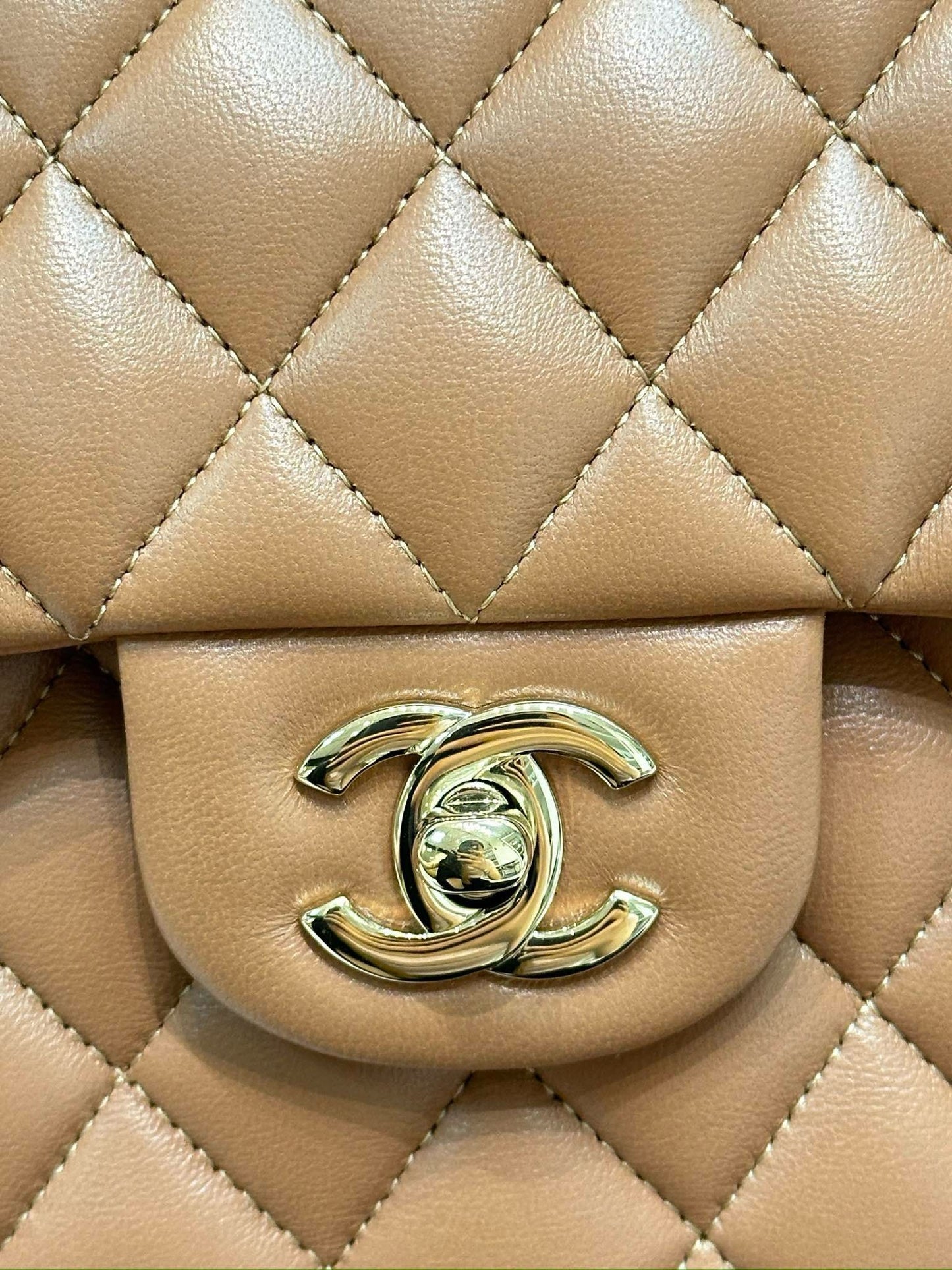Chanel Small Lambskin Classic Double Flap Bag Dark Beige LGHW