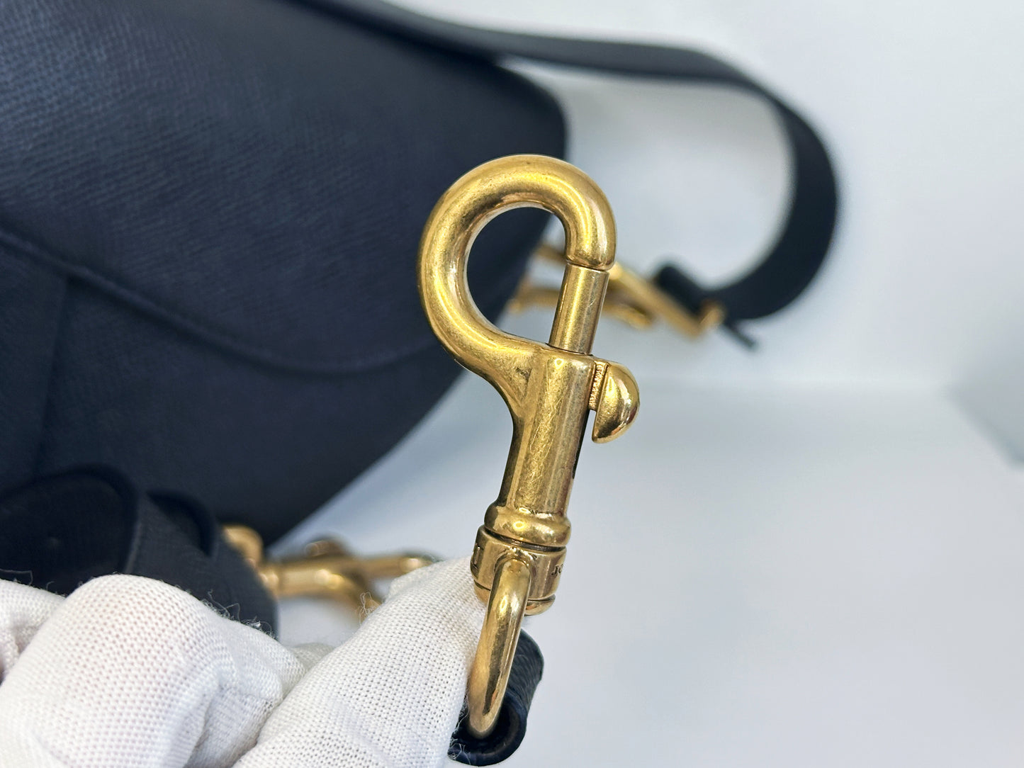 Christian Dior Saddle Bag with Strap Golden Saddle Black Calfskin 2022 year