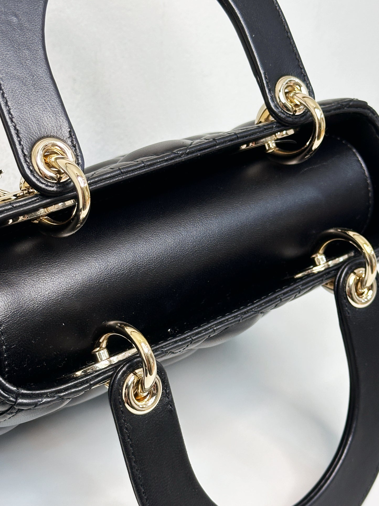 Christian Dior Small Cannage Lambskin My Lady Dior ABC Bag Black GHW