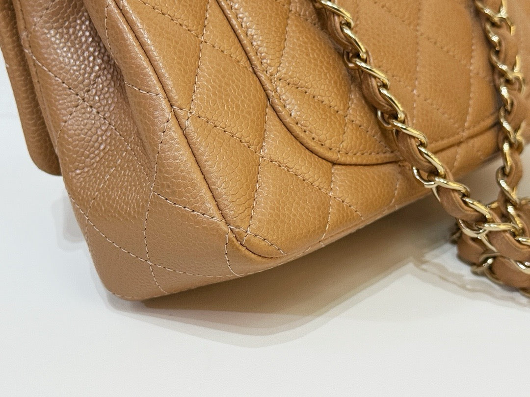 Chanel Classic Mini Rectangular Caviar Dark Beige Bag GHW 2598 holo