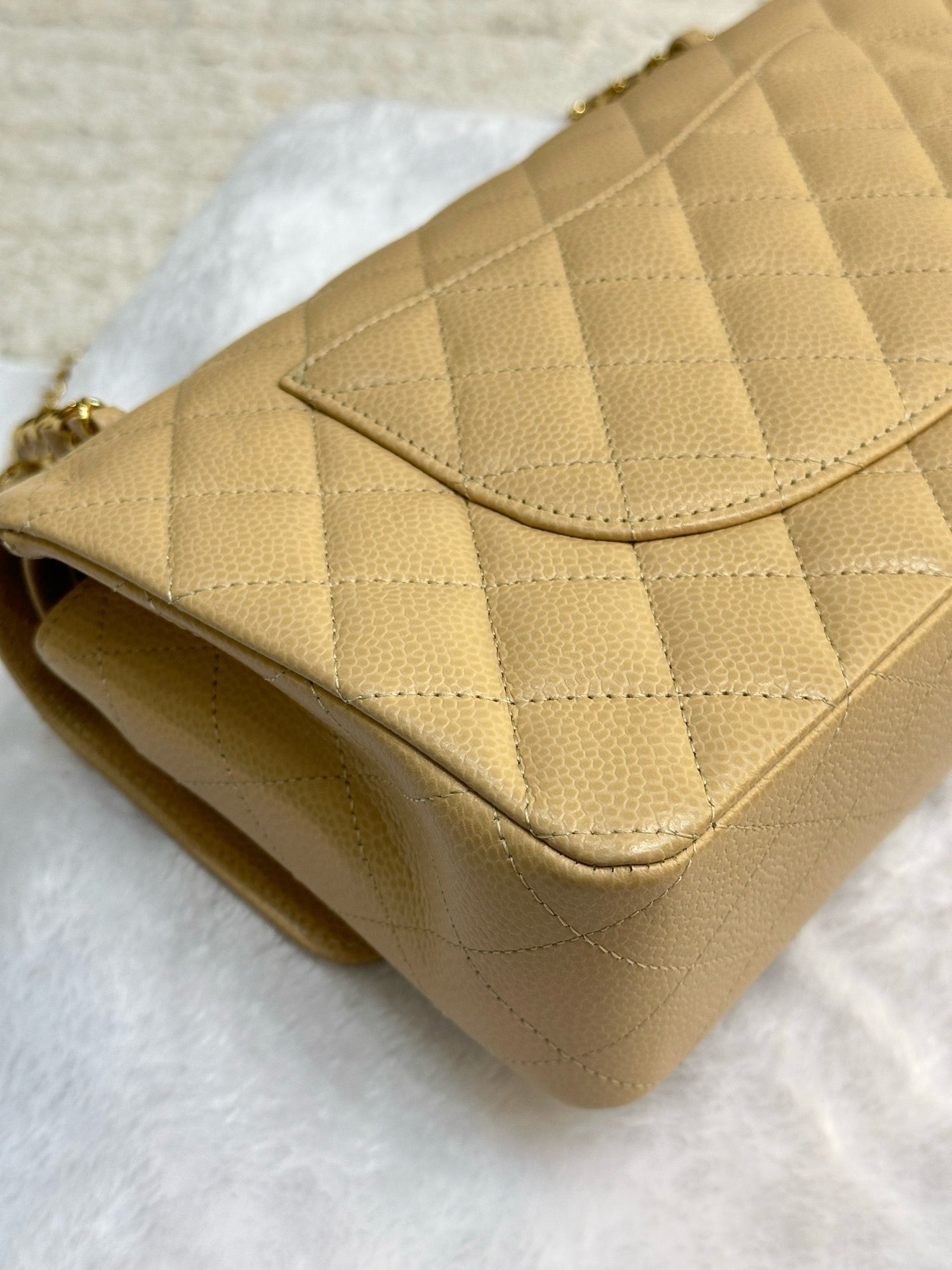 Chanel Medium Caviar Classic Double Flap Bag Beige