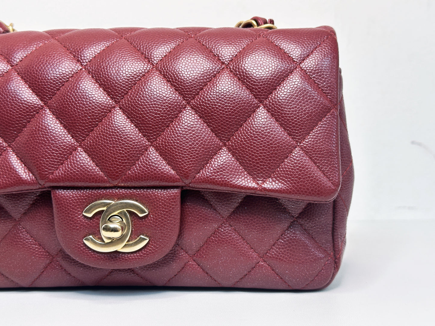 Chanel 18C Timeless Classic Mini Rectangular Flap Iridescent 2512 holo card