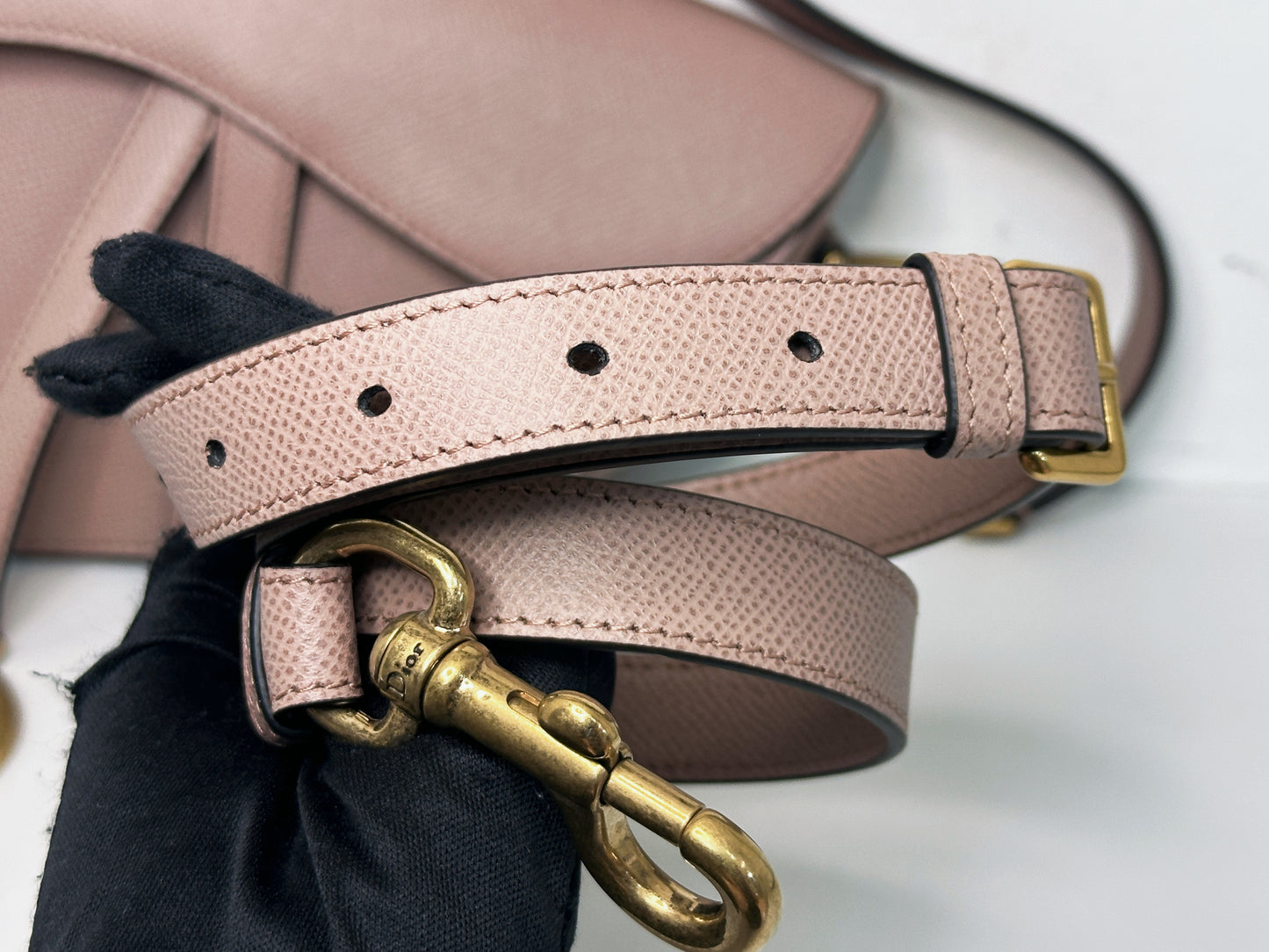 Christian Dior Saddle Bag with Strap Golden Saddle Nude Brush Grained Calfskin 2023 year