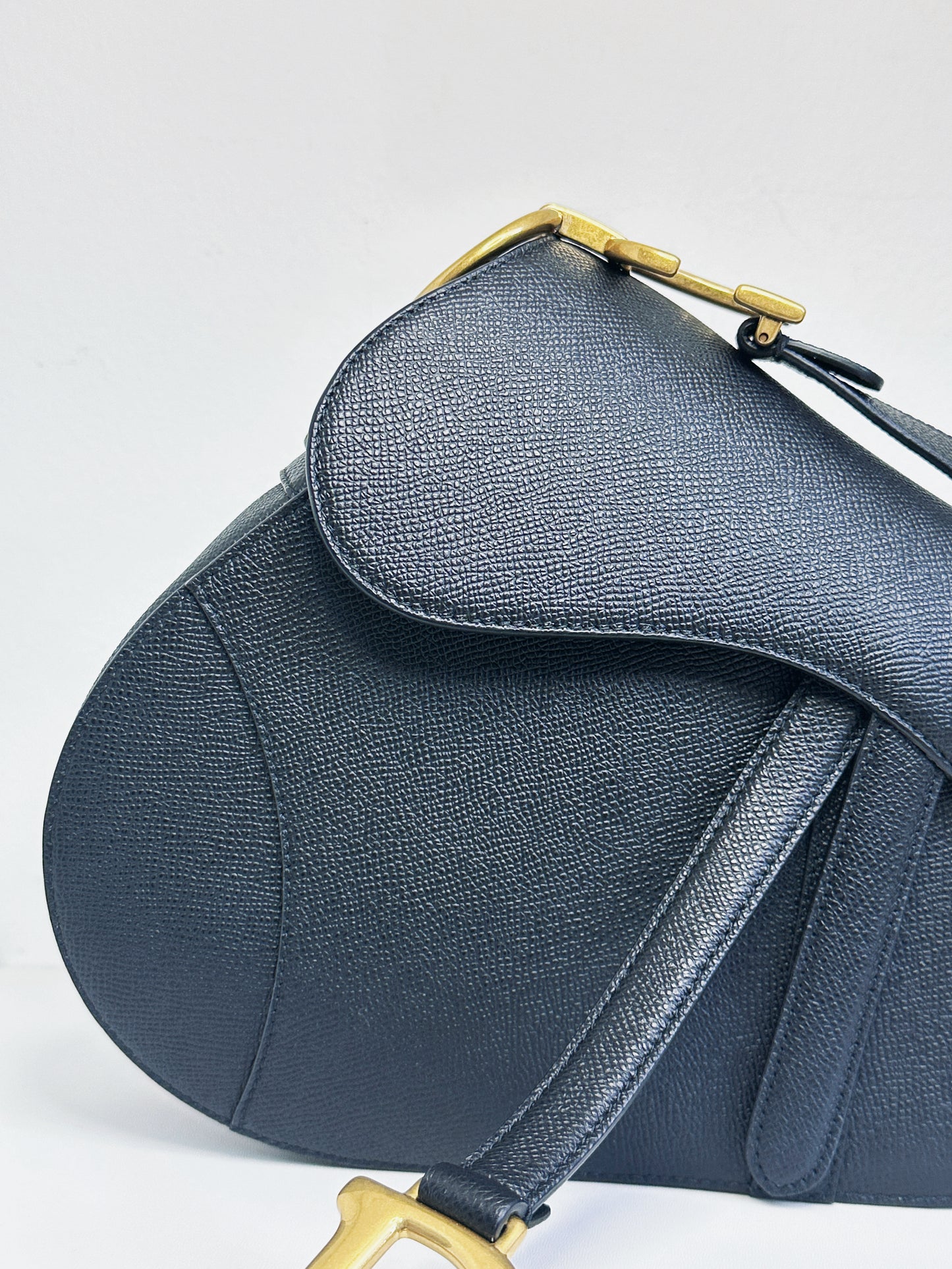 Christian Dior Saddle Bag with Strap Golden Saddle Black Calfskin 2022 year