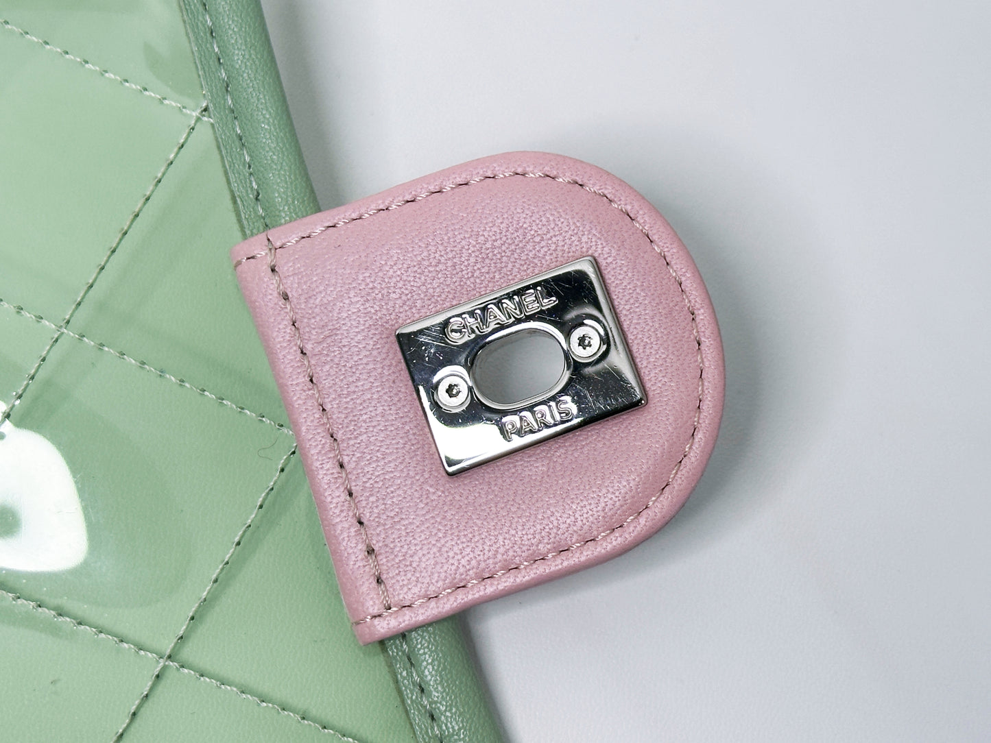 Chanel Coco Splash PVC Medium Flap Bag Green/Blue/Pink 2549 holo card