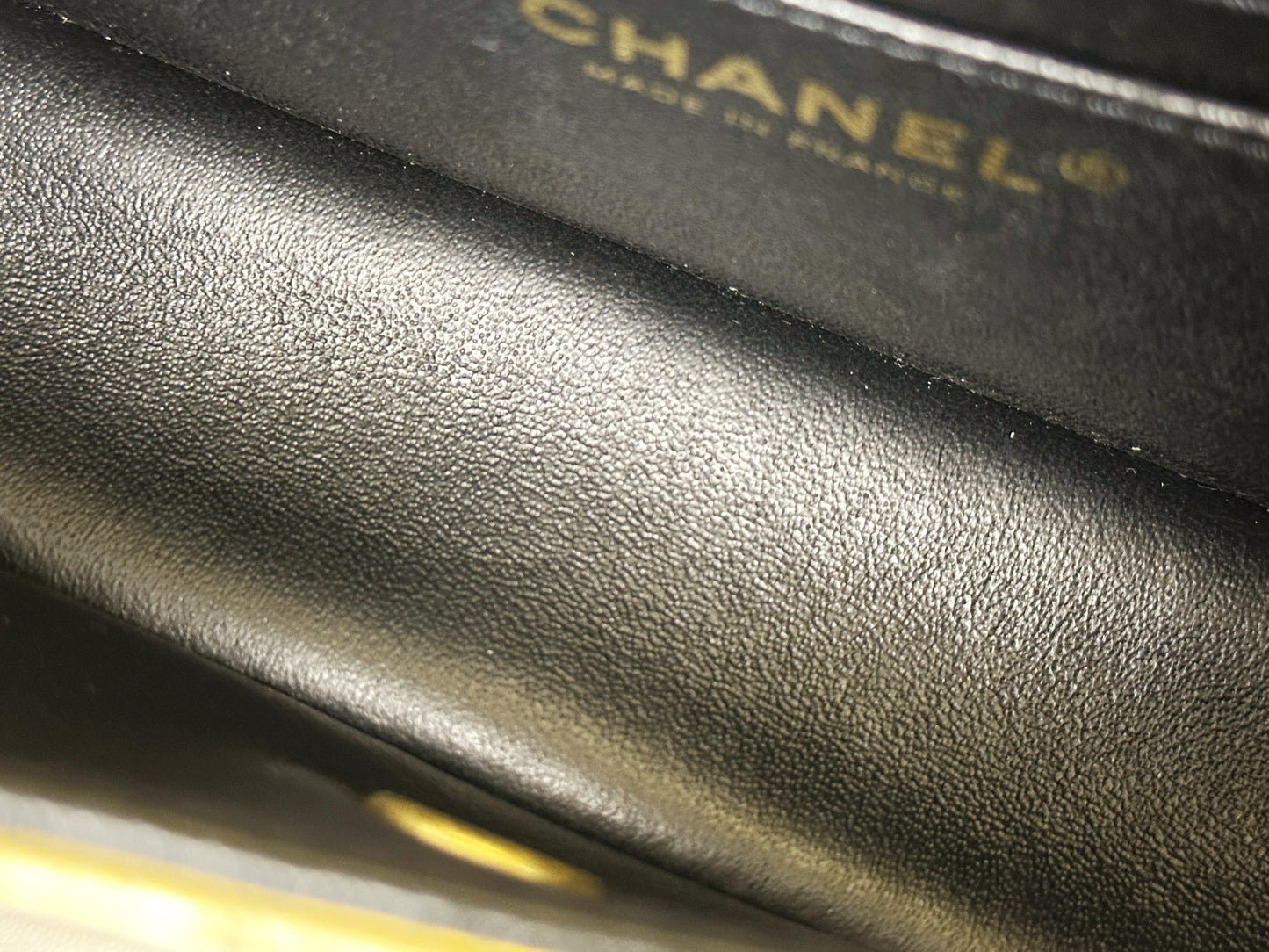 Chanel Mini Calfskin Crocodile Embossed Rectangular Gold Metallic Flap Bag 2813 holo card