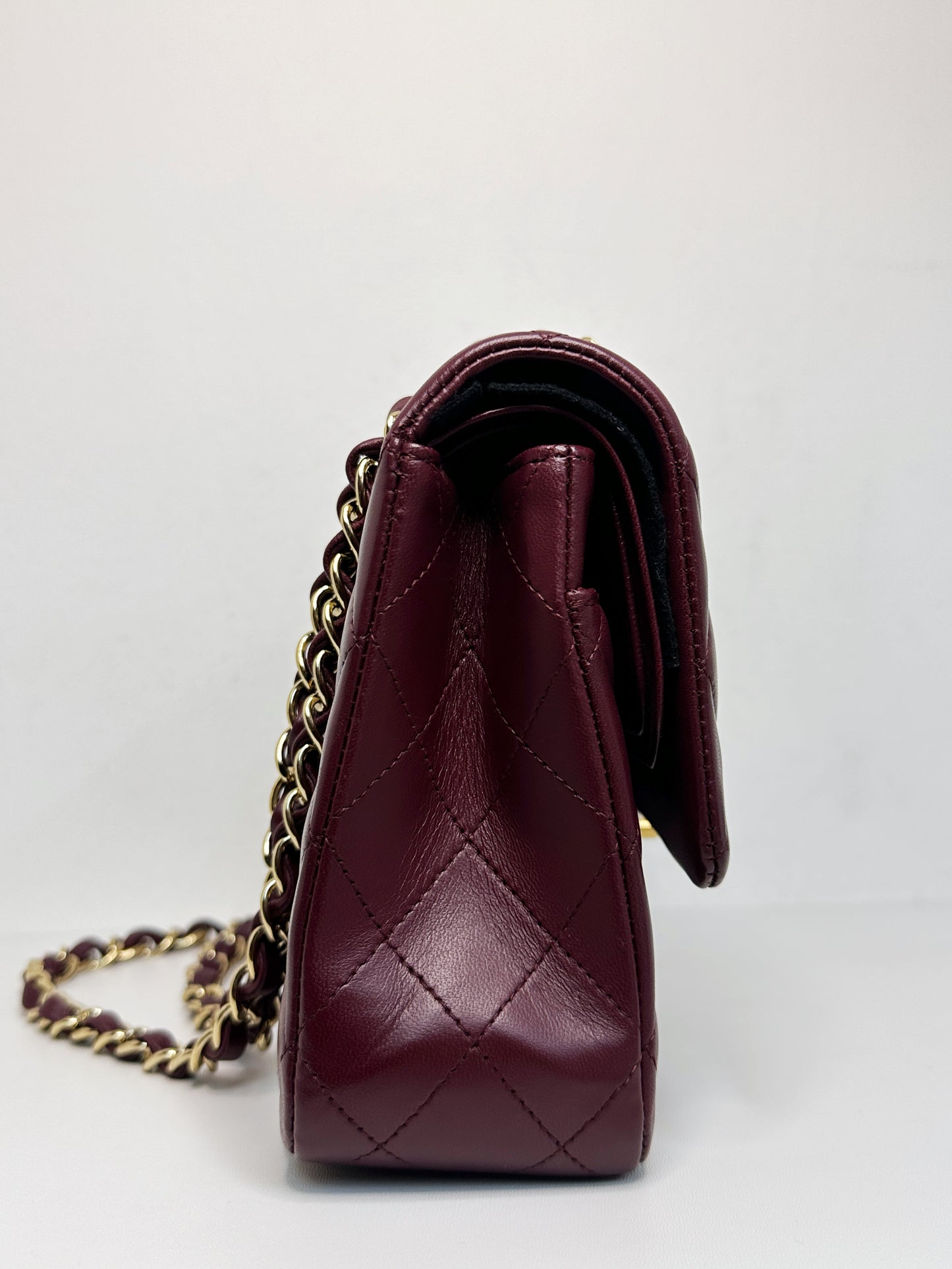 Chanel Classic Quilted Lambskin Medium Double Flap Bag Burgundy 2173 holo