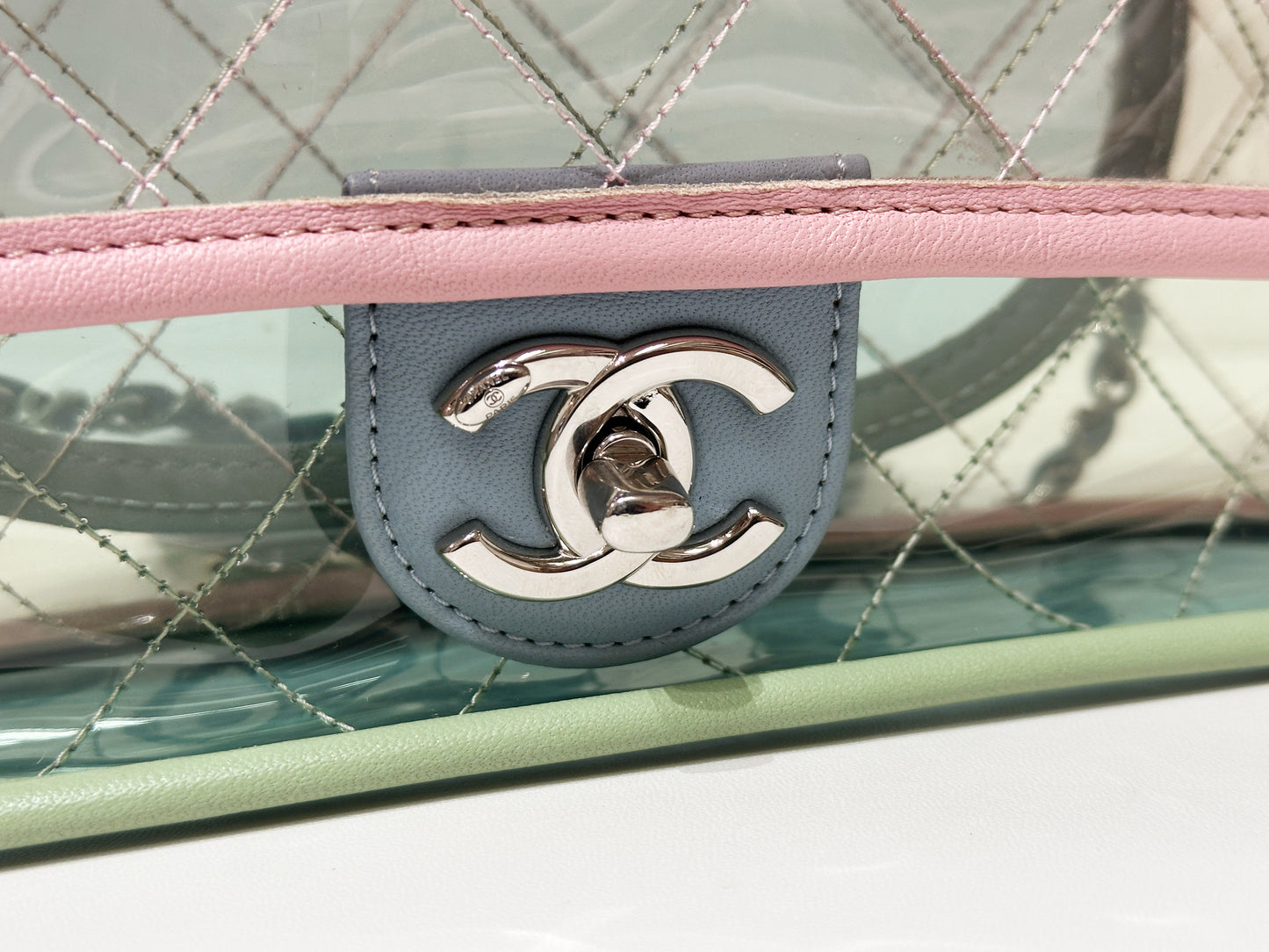 Chanel Coco Splash PVC Medium Flap Bag Pink/Green/Blue 25499 holo