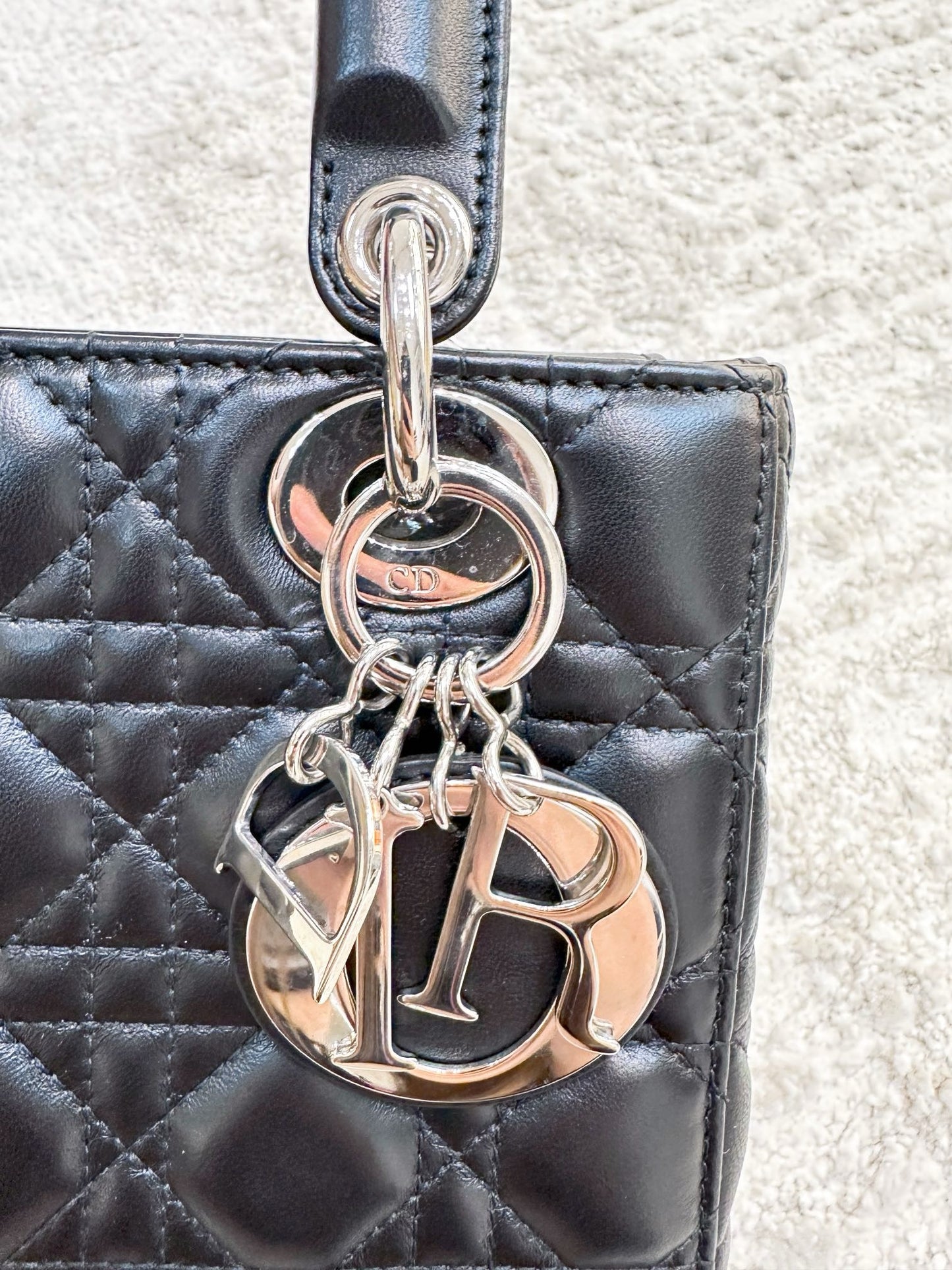 CHRISTIAN DIOR Lambskin Cannage Small My ABCDior Lady Dior Black SHW