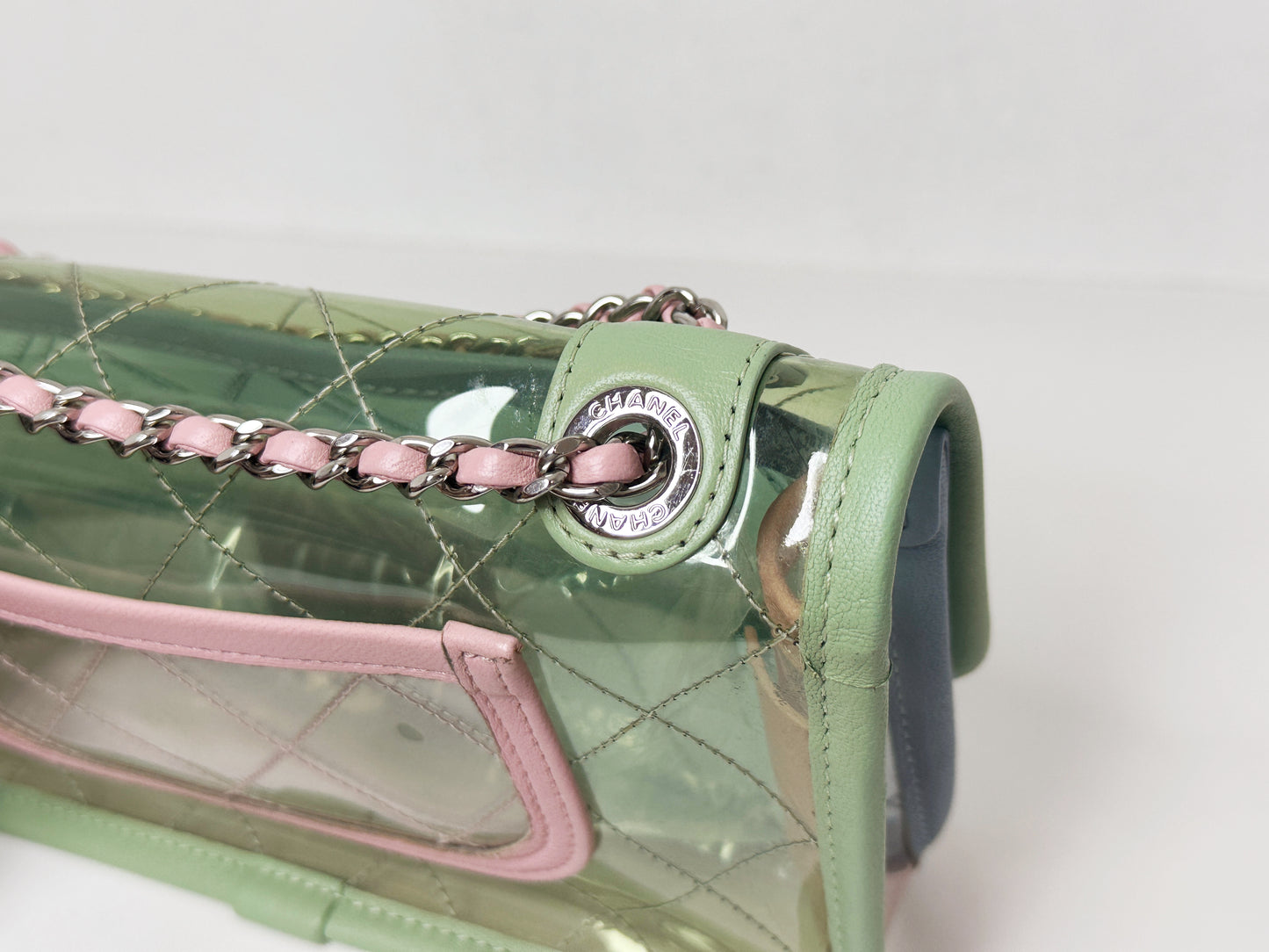 Chanel Coco Splash PVC Mini Flap Bag Green/Blue/Pink 2569 holo