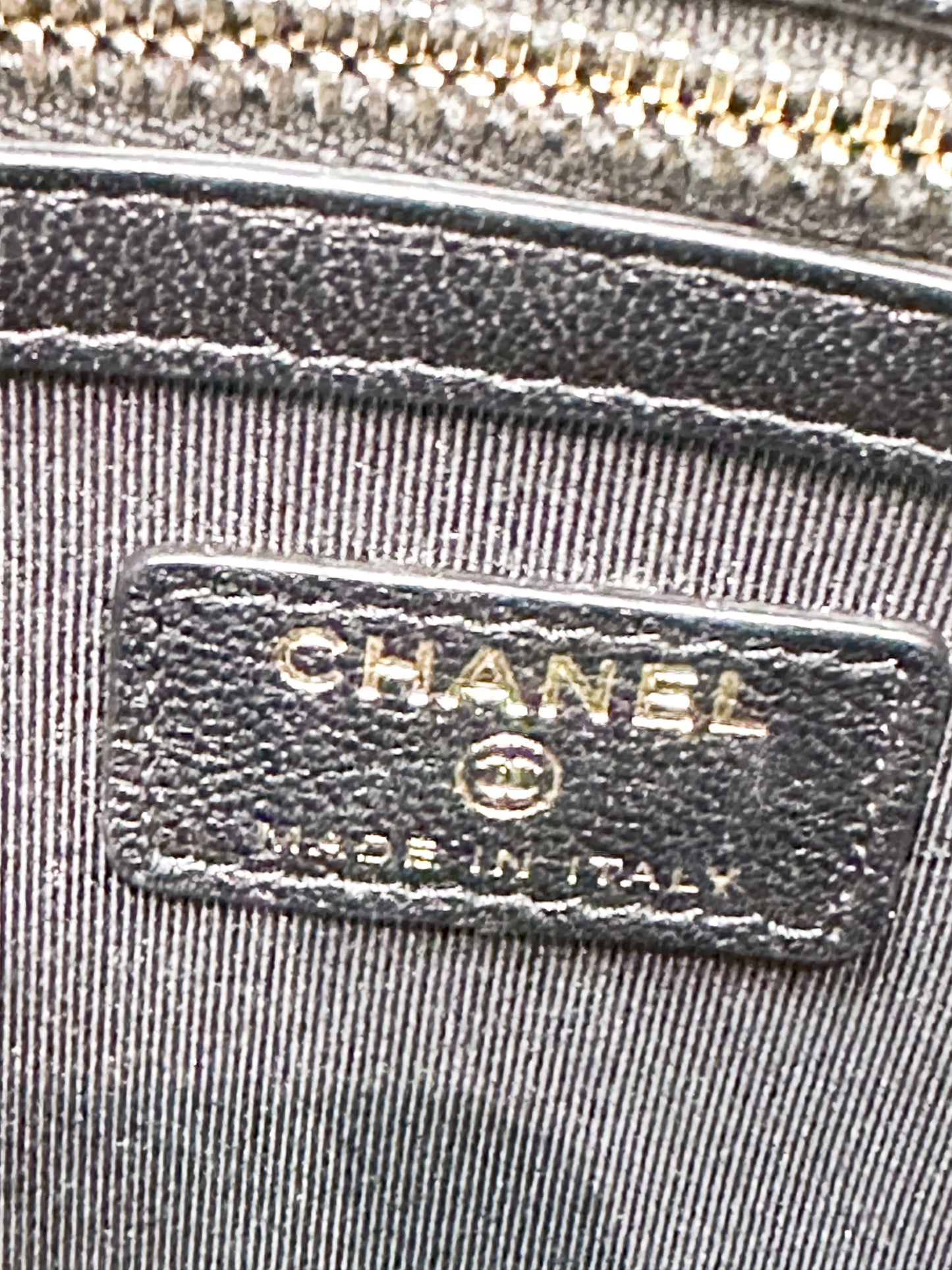Chanel Leather Clutch Black Gold Accessories