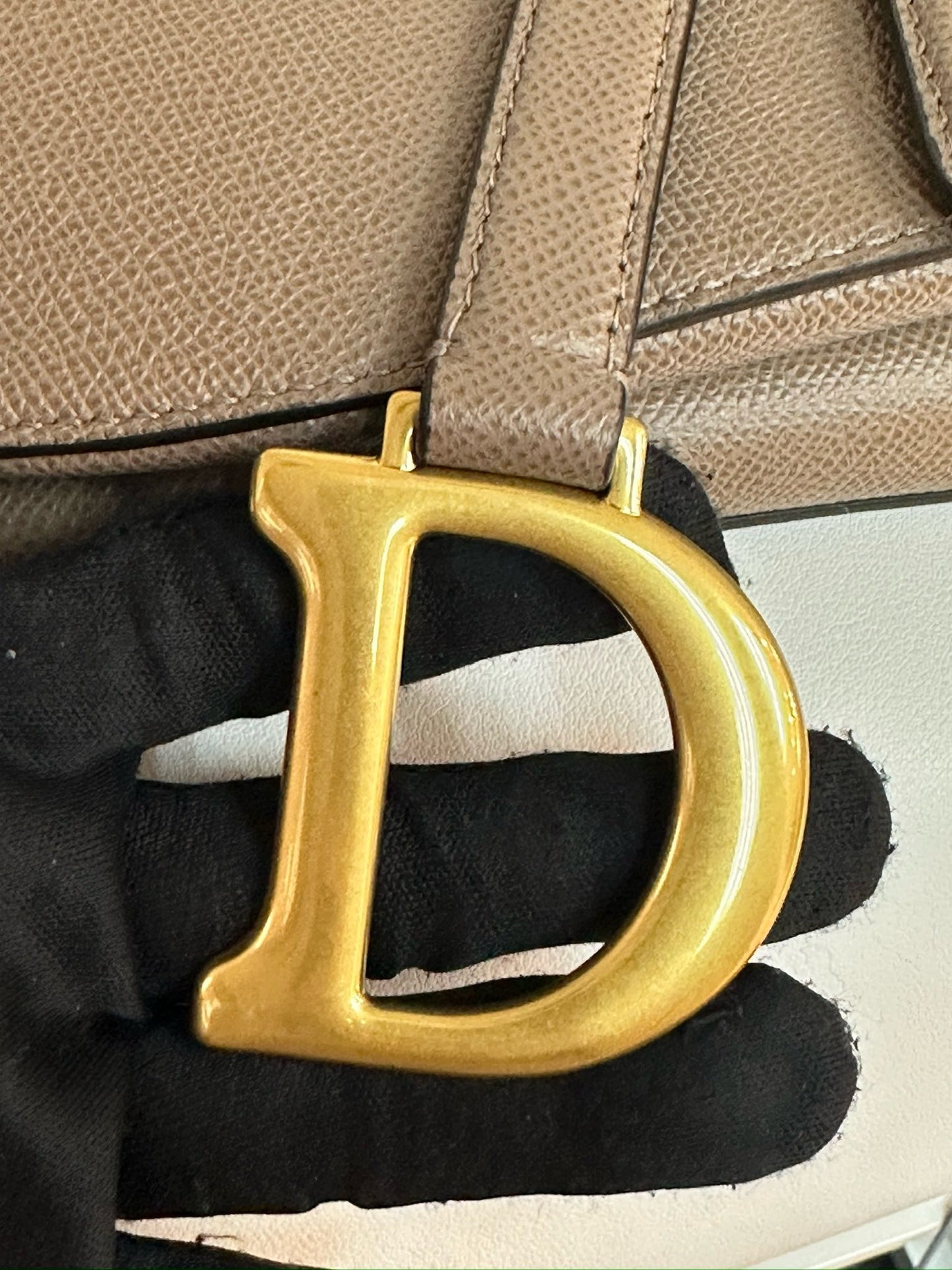 Christian Dior Saddle Bag With Strap Warm Taupe Grained Calfskin 2023 year