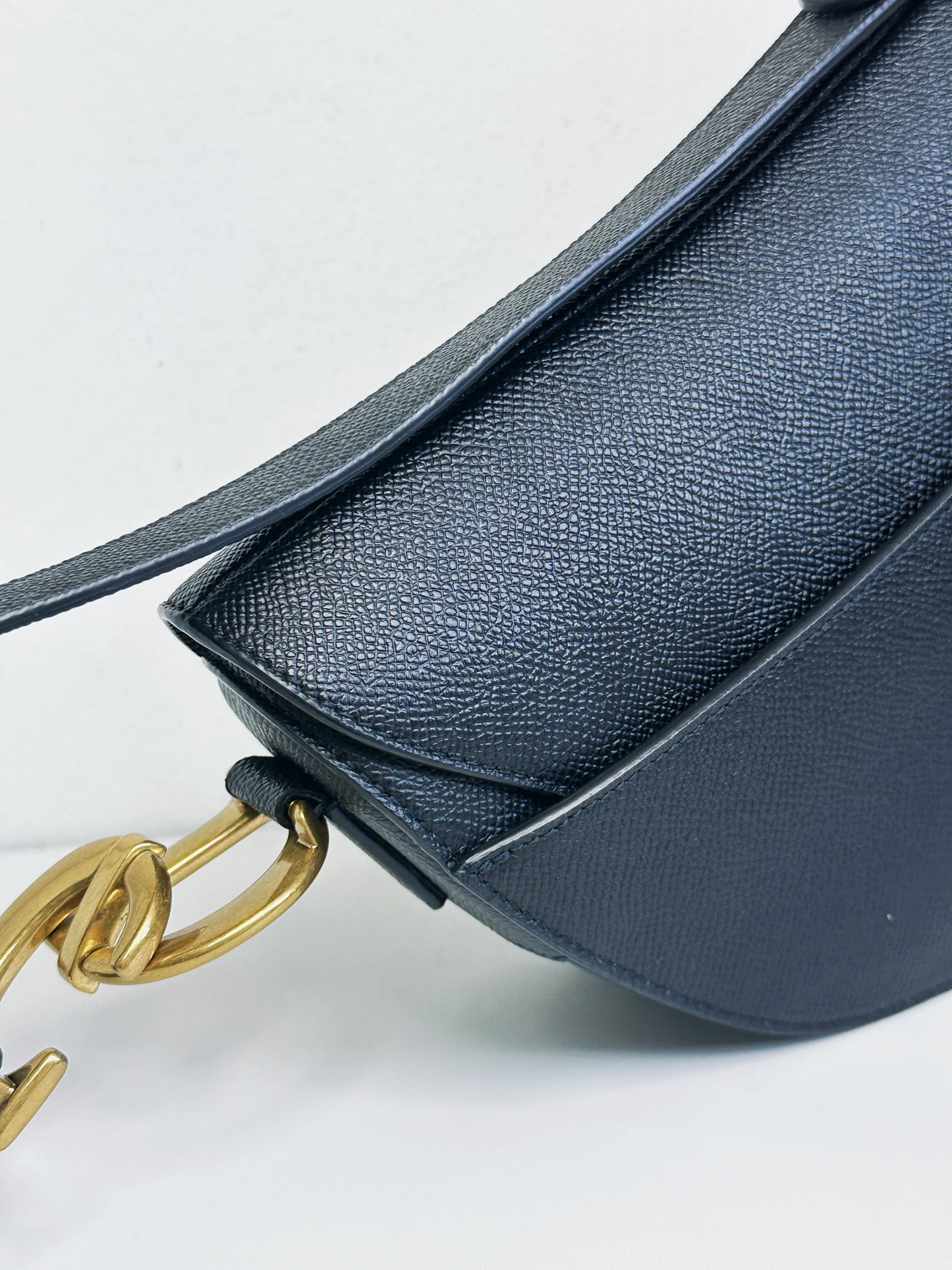 Christian Dior Saddle Bag with Strap Golden Saddle Black Calfskin 2022 year