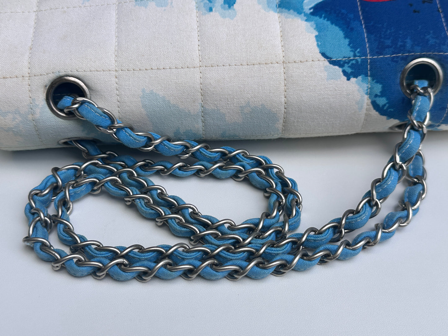 Chanel Canvas Square Quilted Surf Flap Multicolor 75 holo card